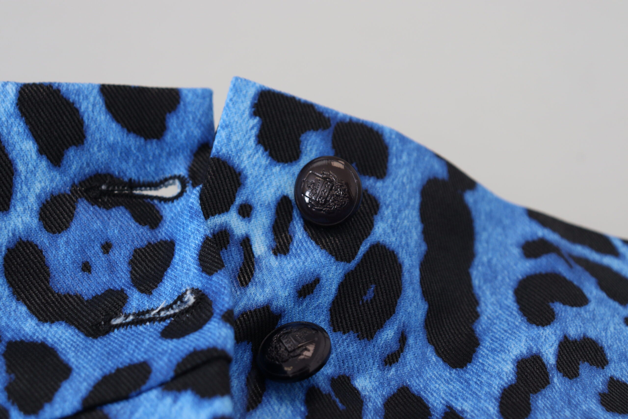 Blauwe luipaardprint hoge taille broek