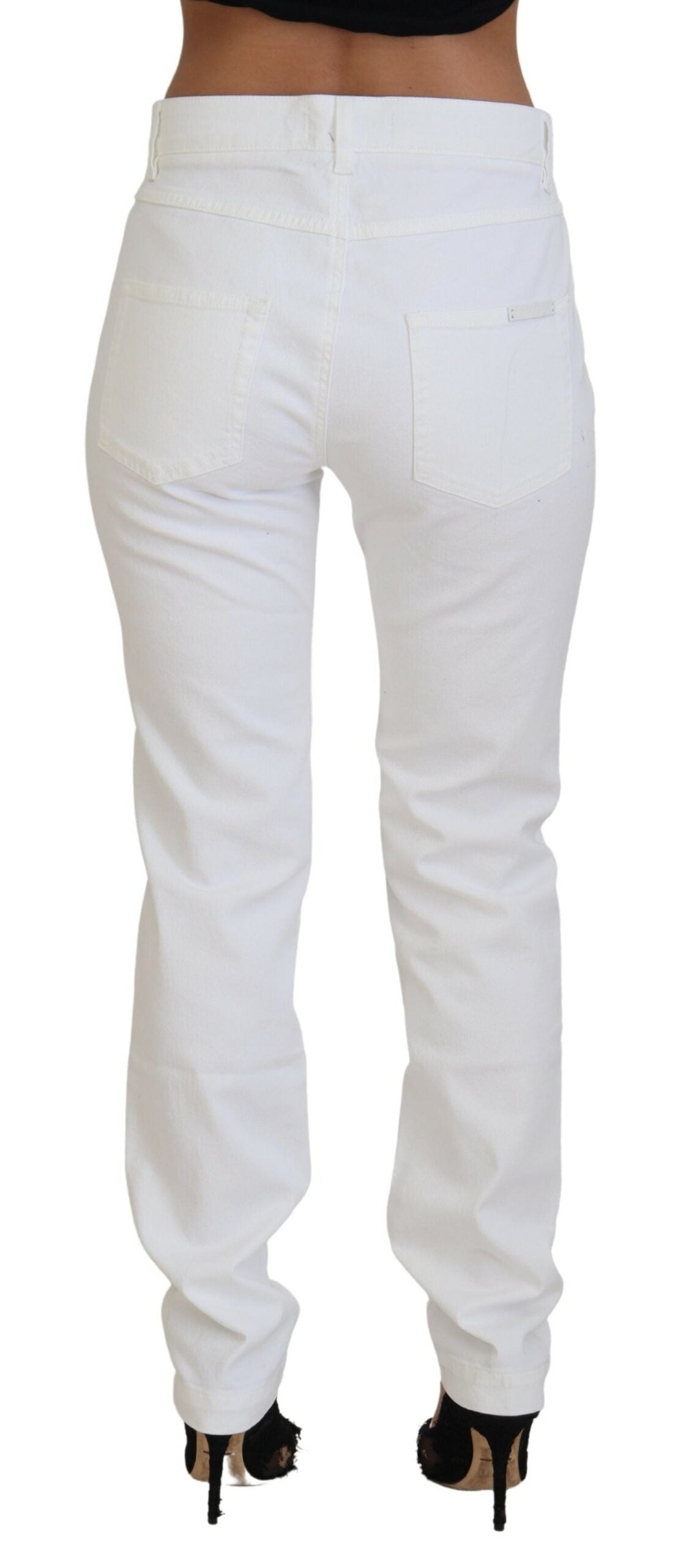 Witte skinny denim jeans met bloemenborduursel
