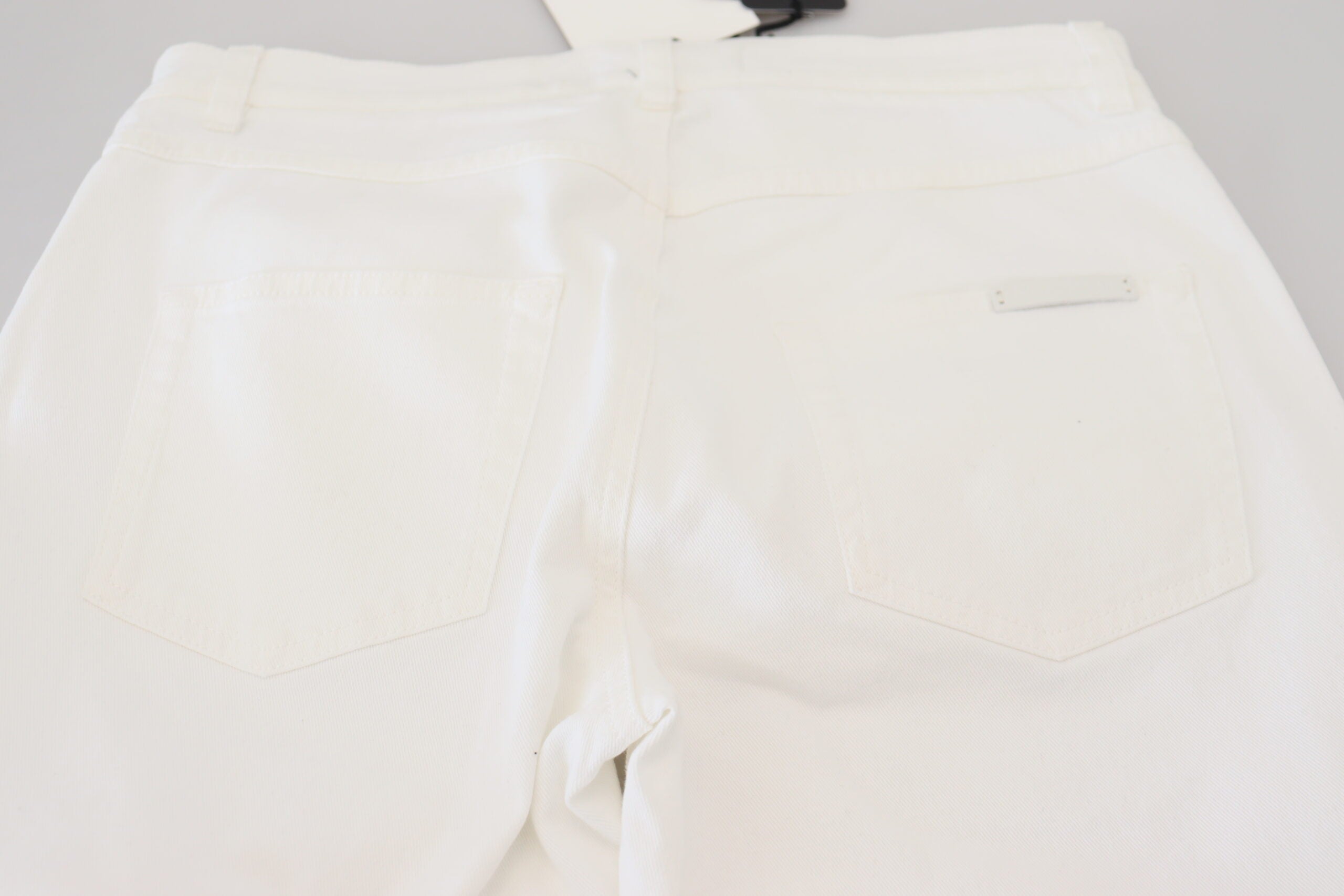 Witte skinny denim jeans met bloemenborduursel