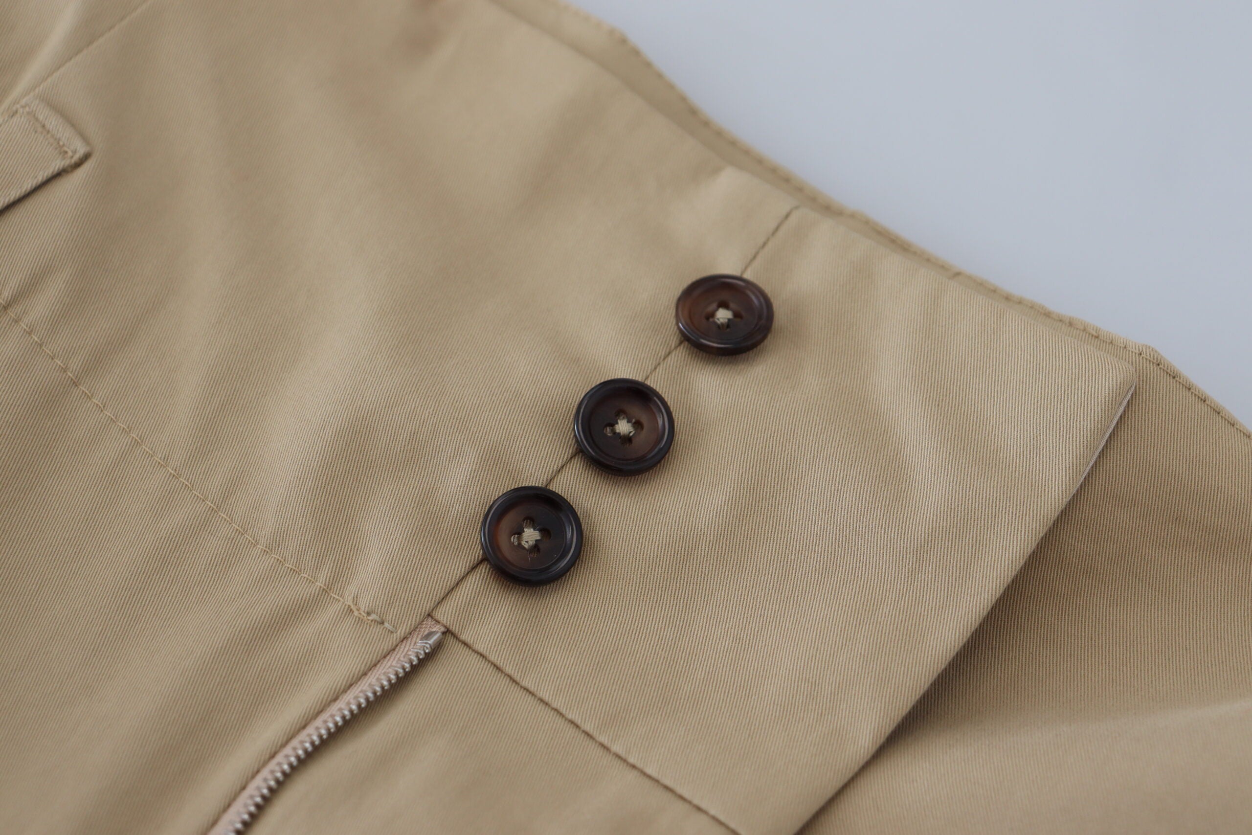 Bruine katoenen hoge taille taps toelopende broek