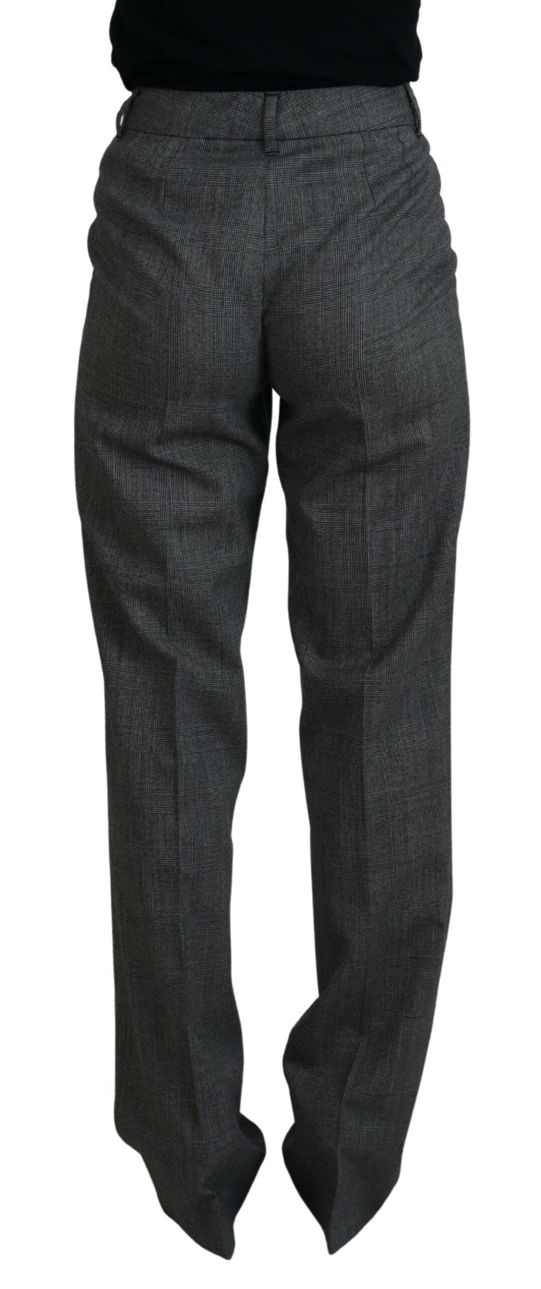Grijze wollen broek met hoge taille voor dames