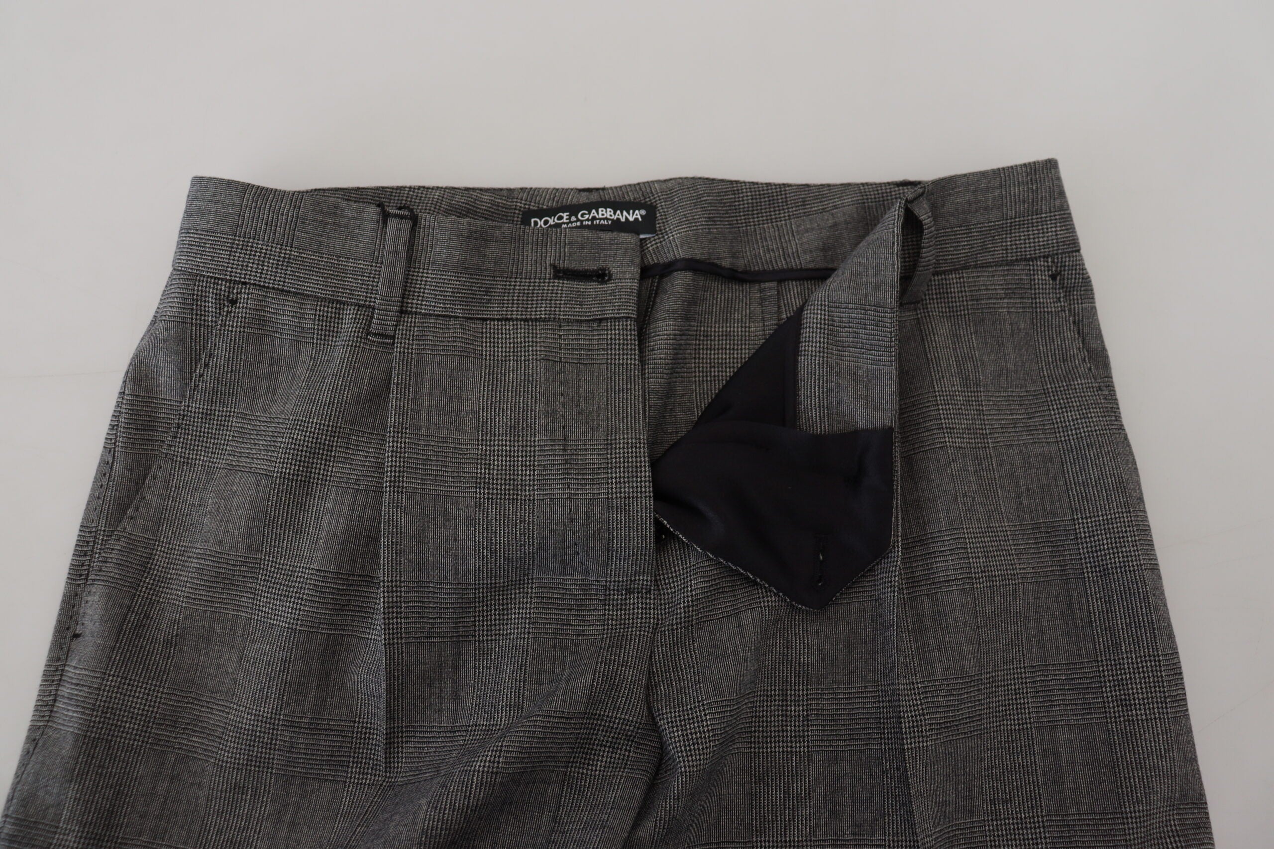 Grijze wollen broek met hoge taille voor dames