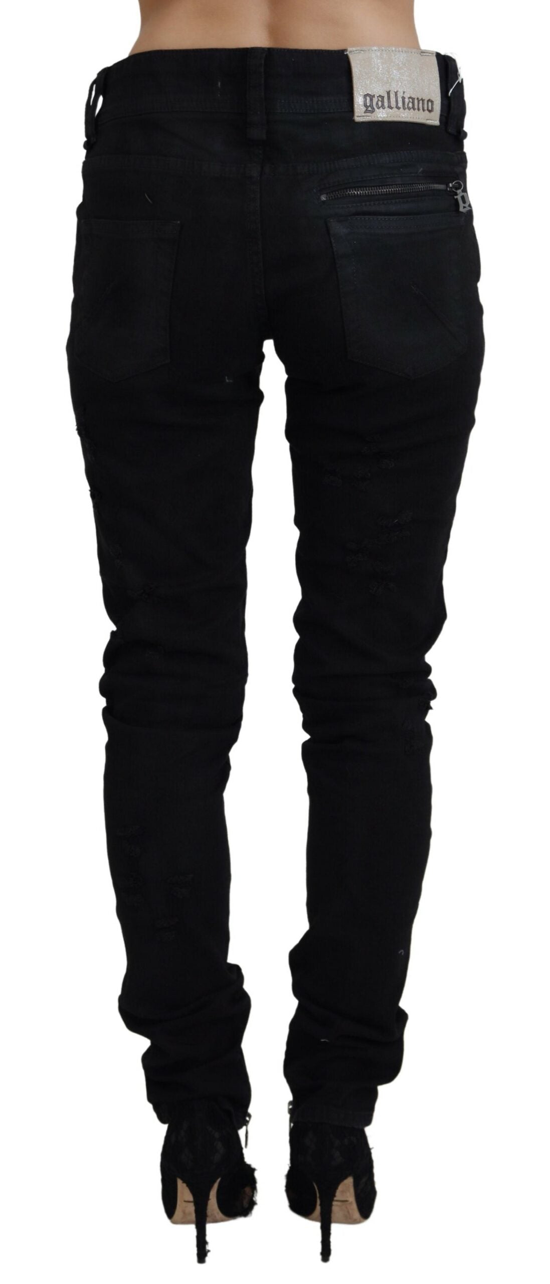 Zwarte katoenen skinny jeans met middelhoge taille en slim fit