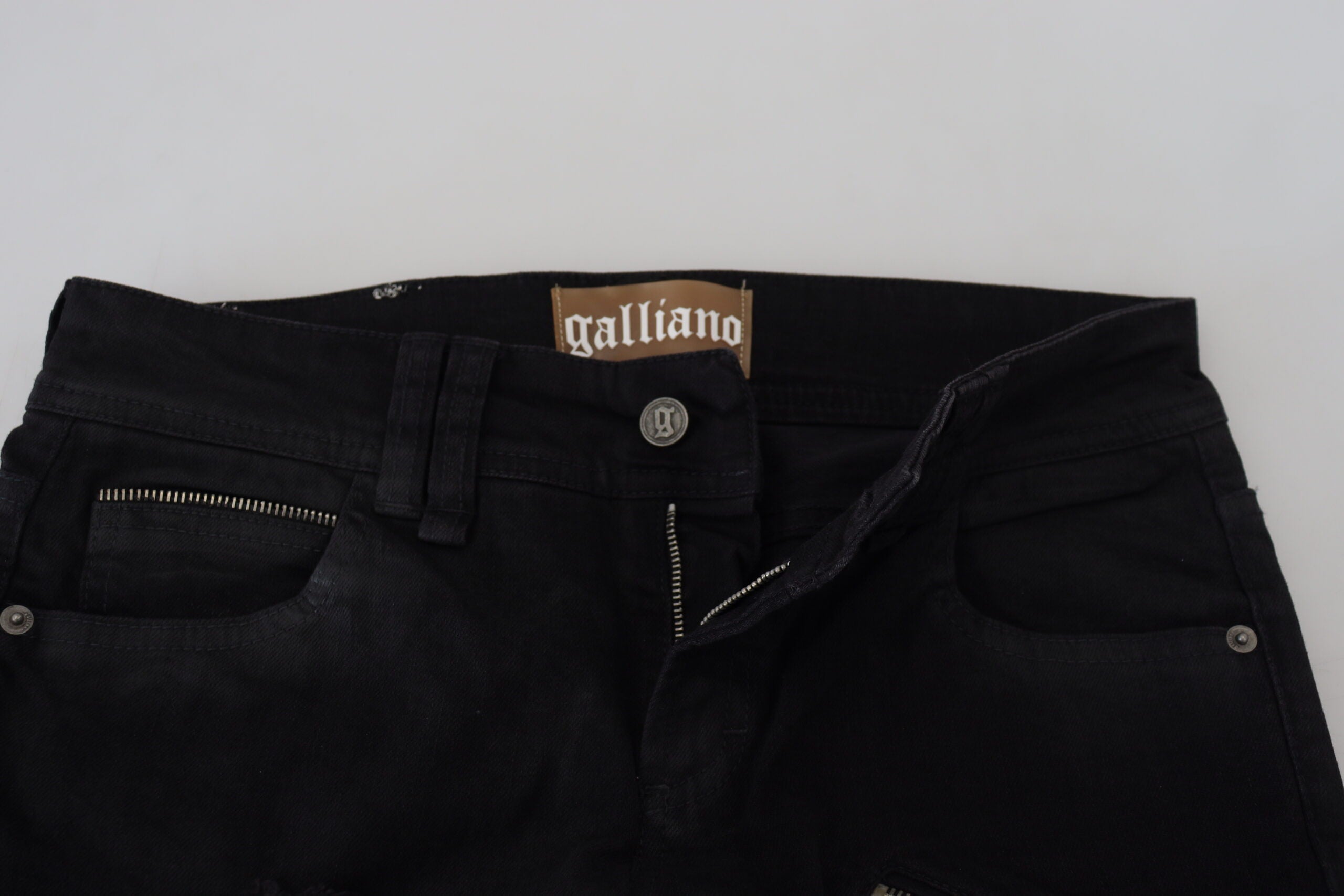 Zwarte katoenen skinny jeans met middelhoge taille en slim fit