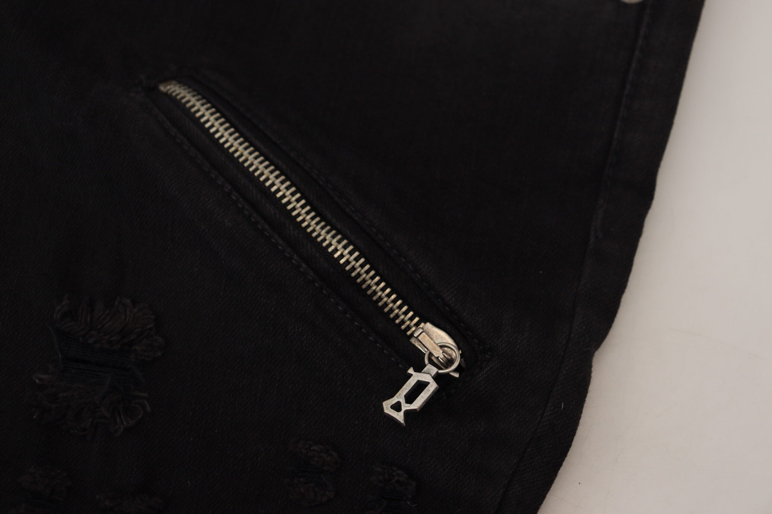 Zwarte katoenen skinny jeans met middelhoge taille en slim fit