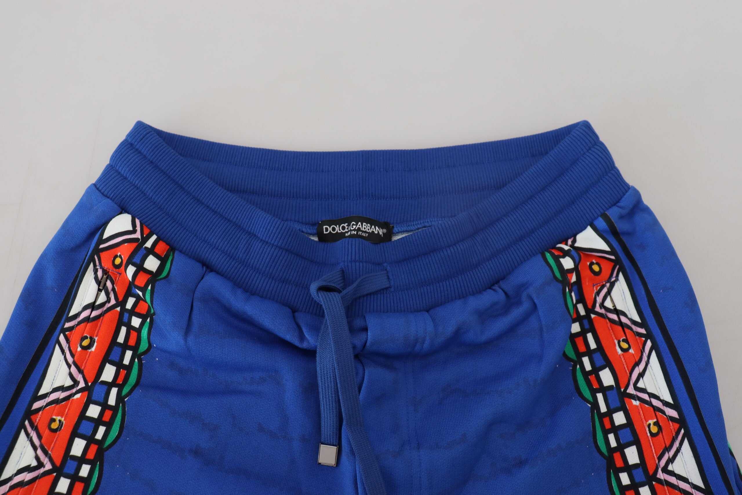 Blauwe katoenen bermudashorts met print