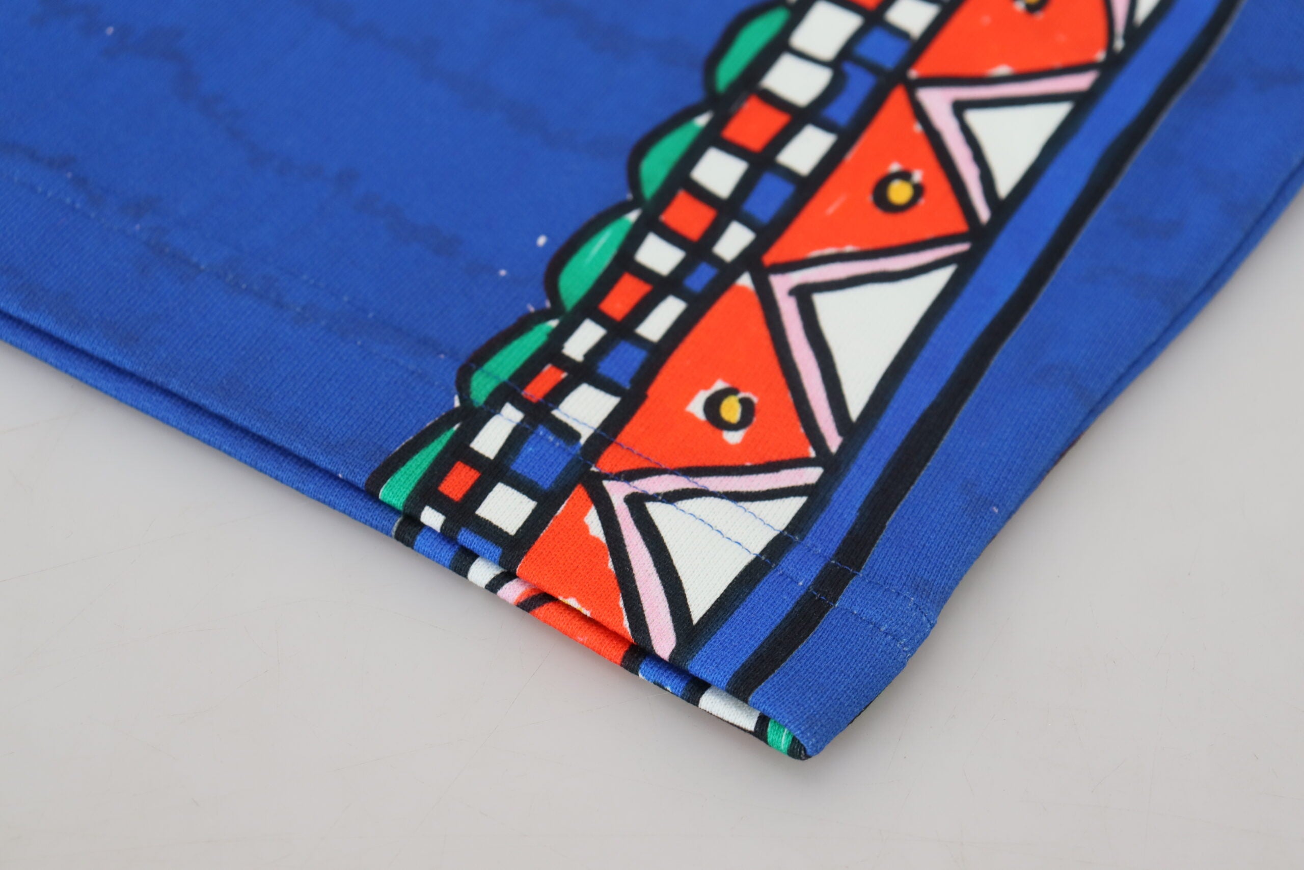 Blauwe katoenen bermudashorts met print