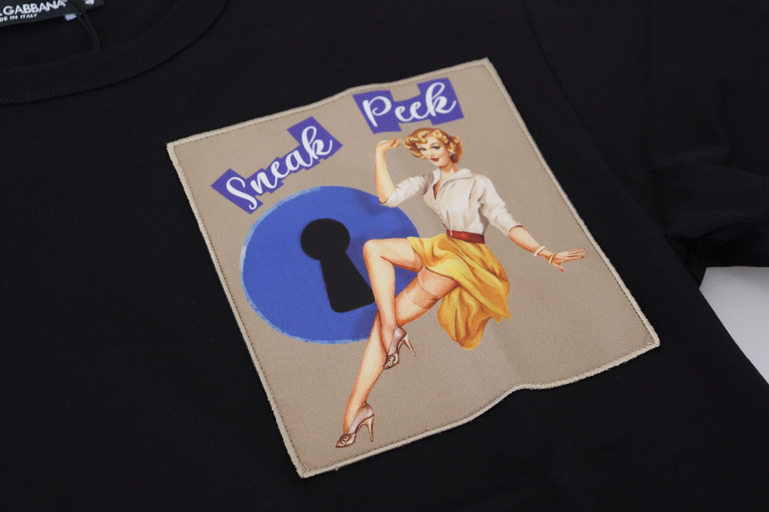 Zwart Sneak Peek katoenen T-shirt met korte mouwen