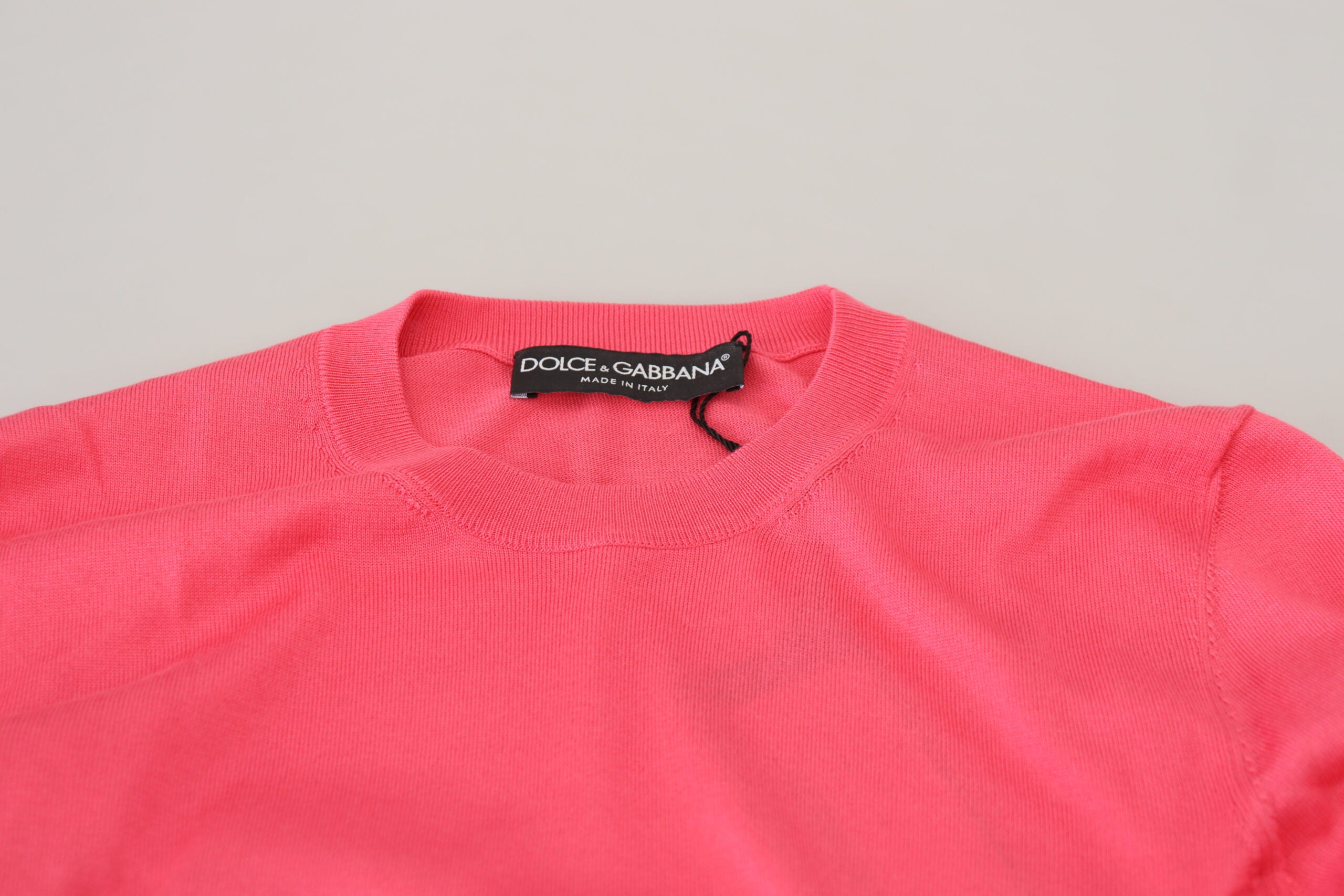 Roze zijden cropped ronde hals trui