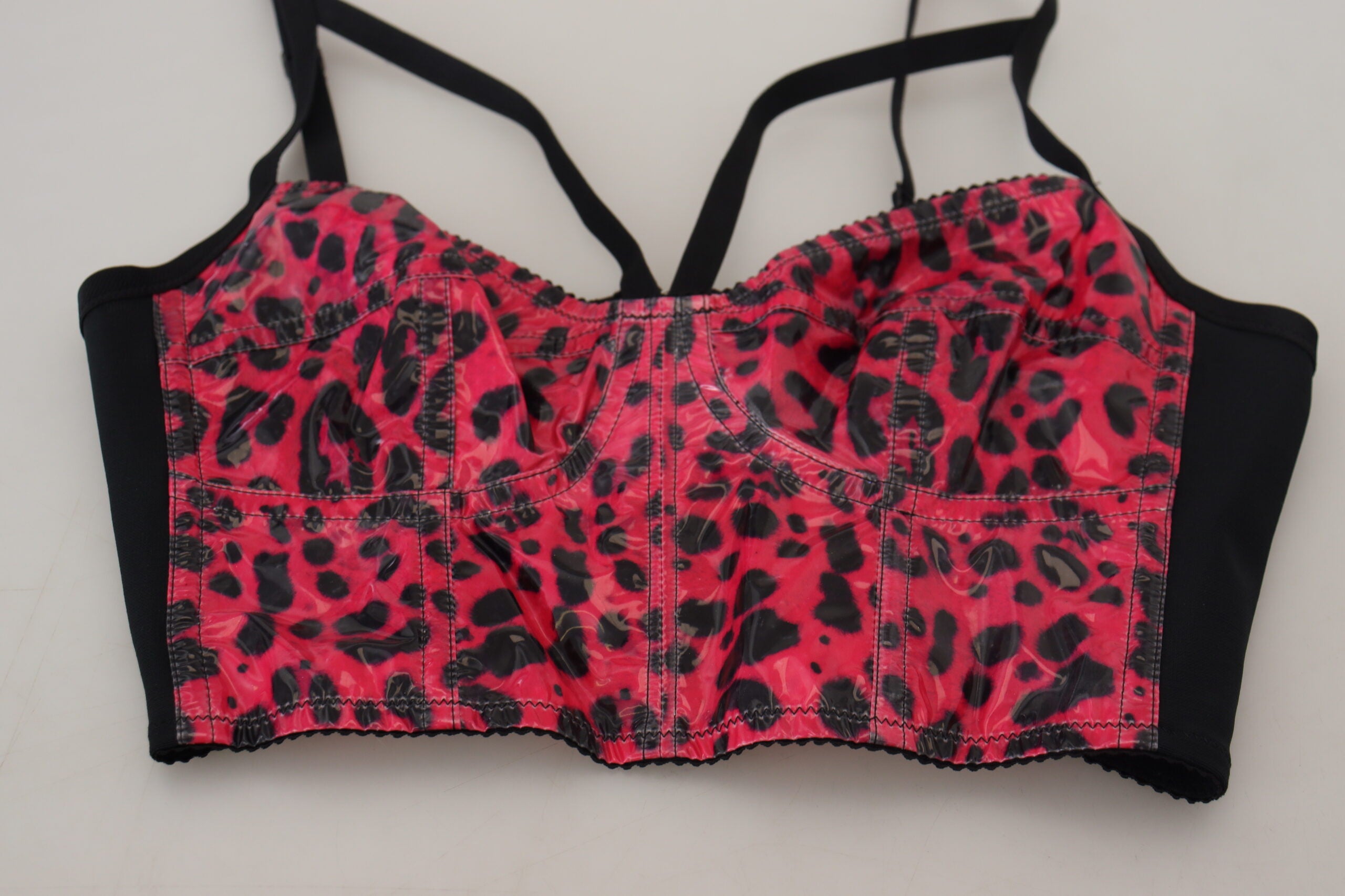Roze luipaardprint cropped bustier korset top