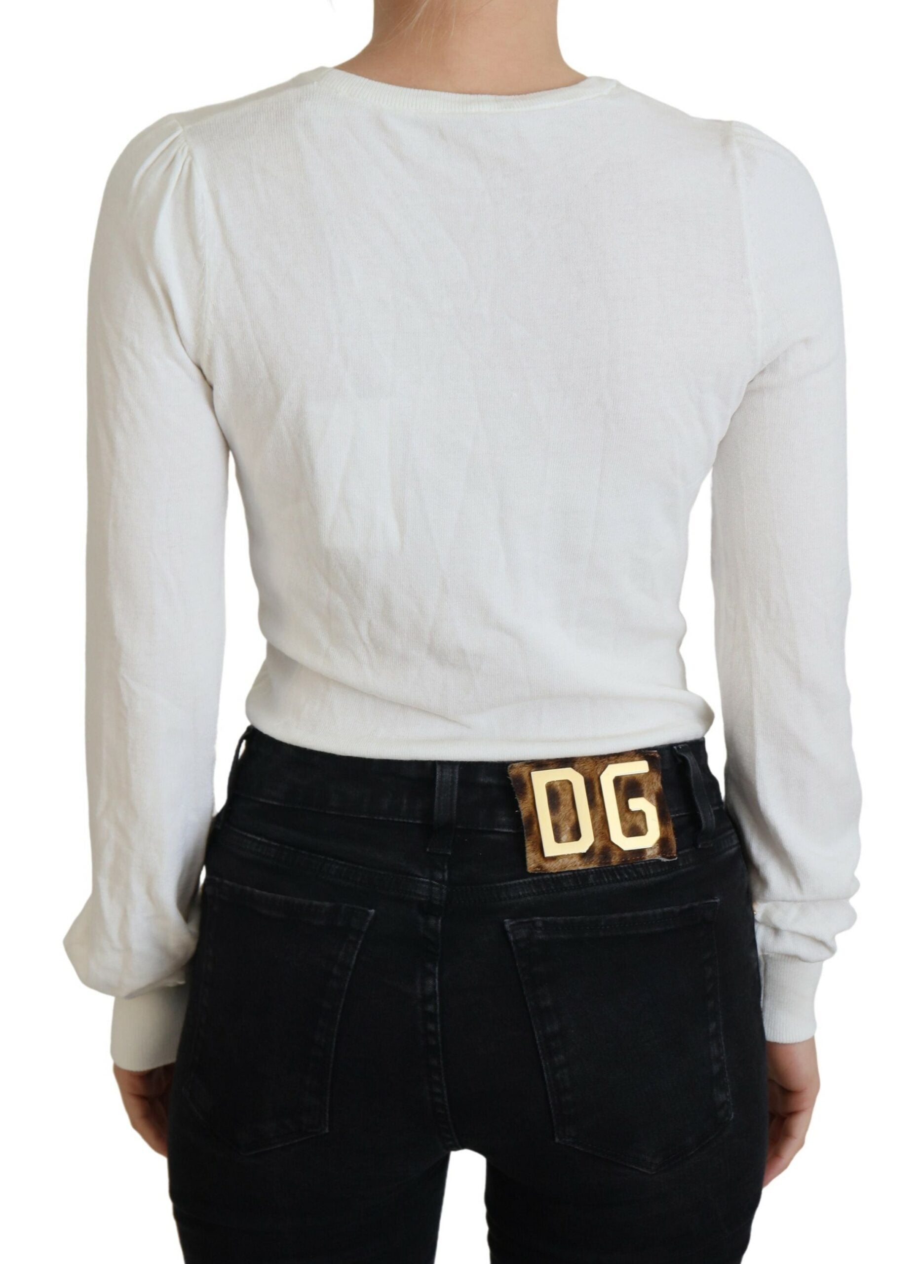 Ivoor V-hals lange mouwen dames blouse top