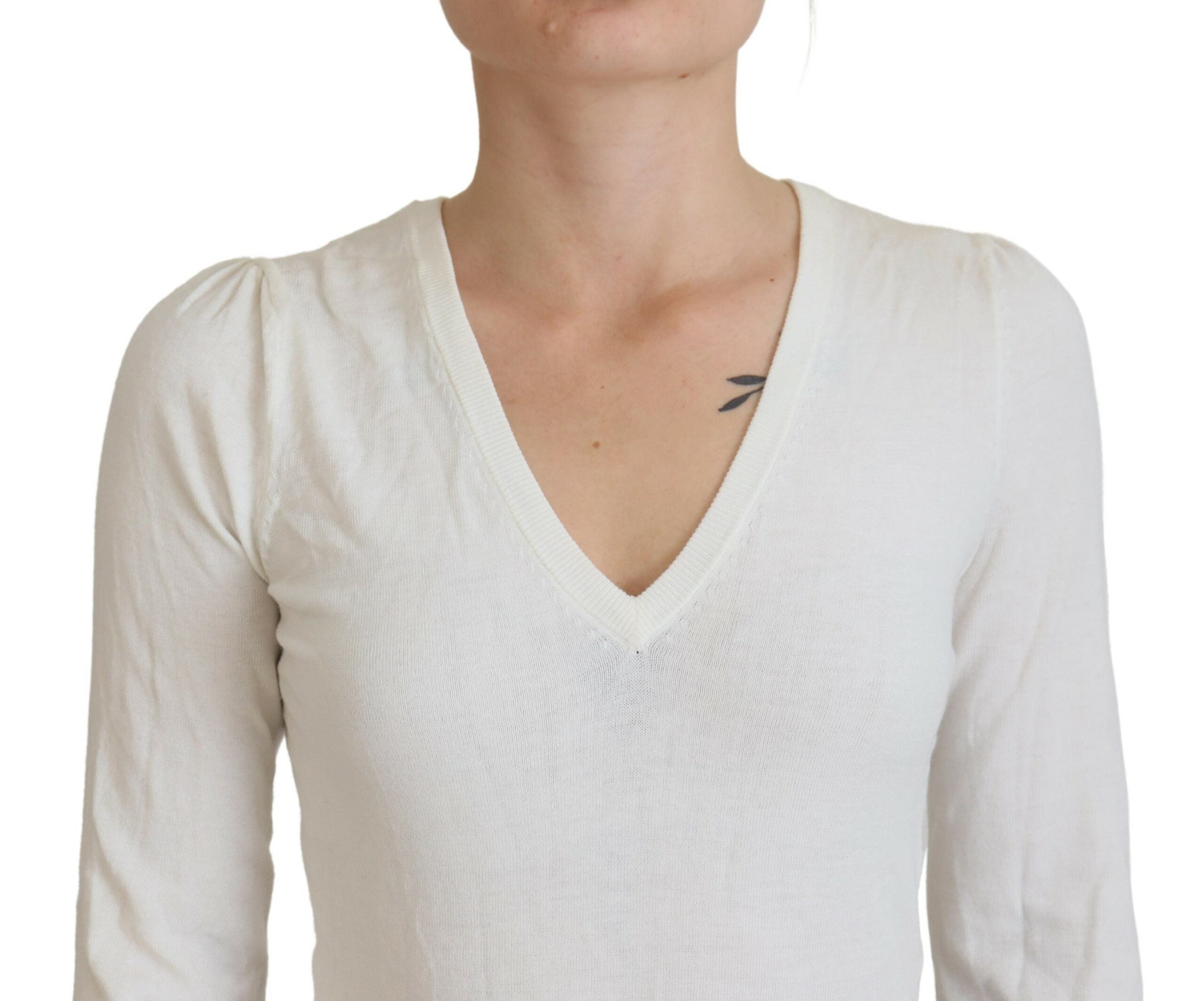 Ivoor V-hals lange mouwen dames blouse top