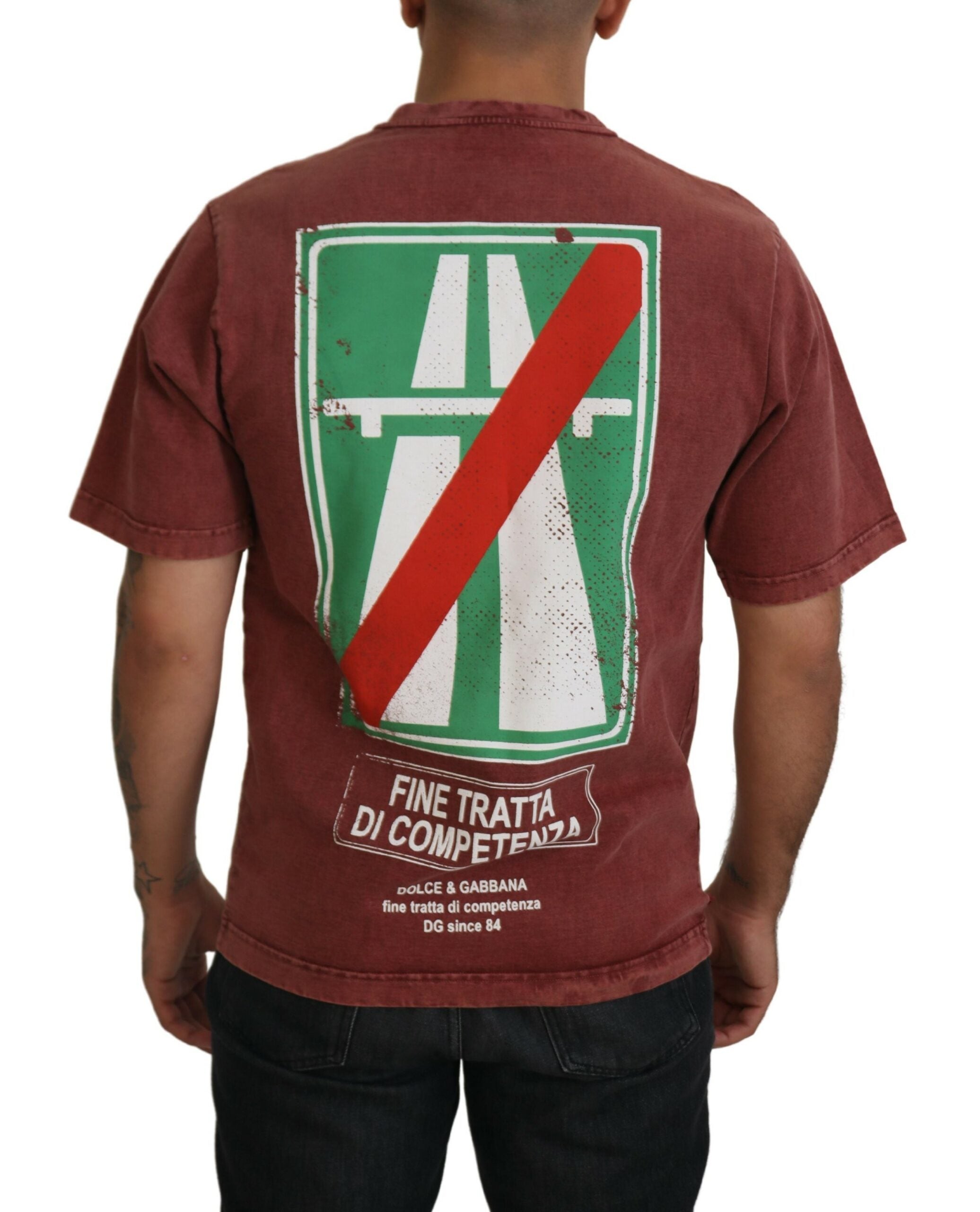 Kastanjebruine print ronde hals korte mouwen T-shirt