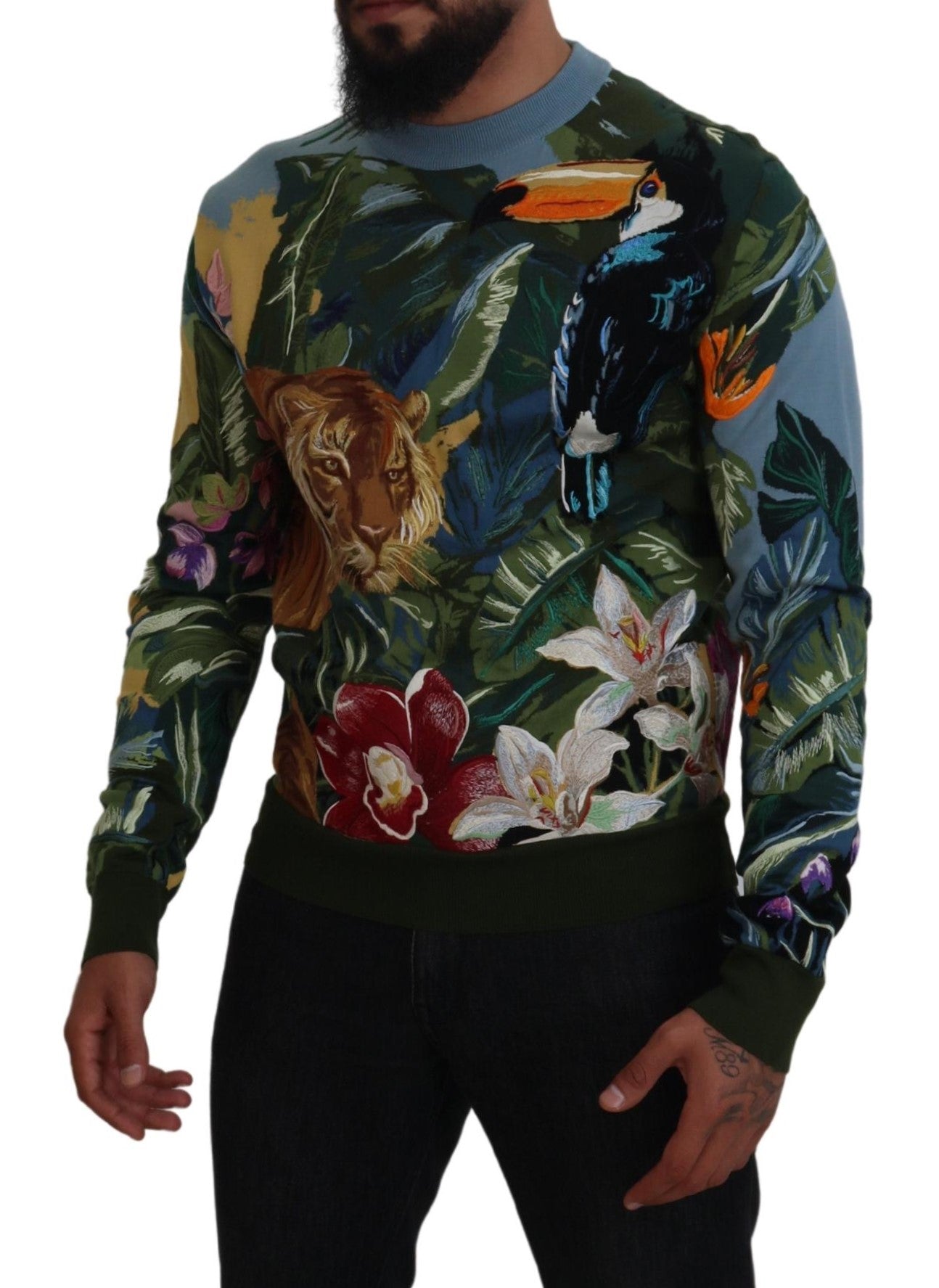 Multicolor Jungle Wool Pullover Logo Trui