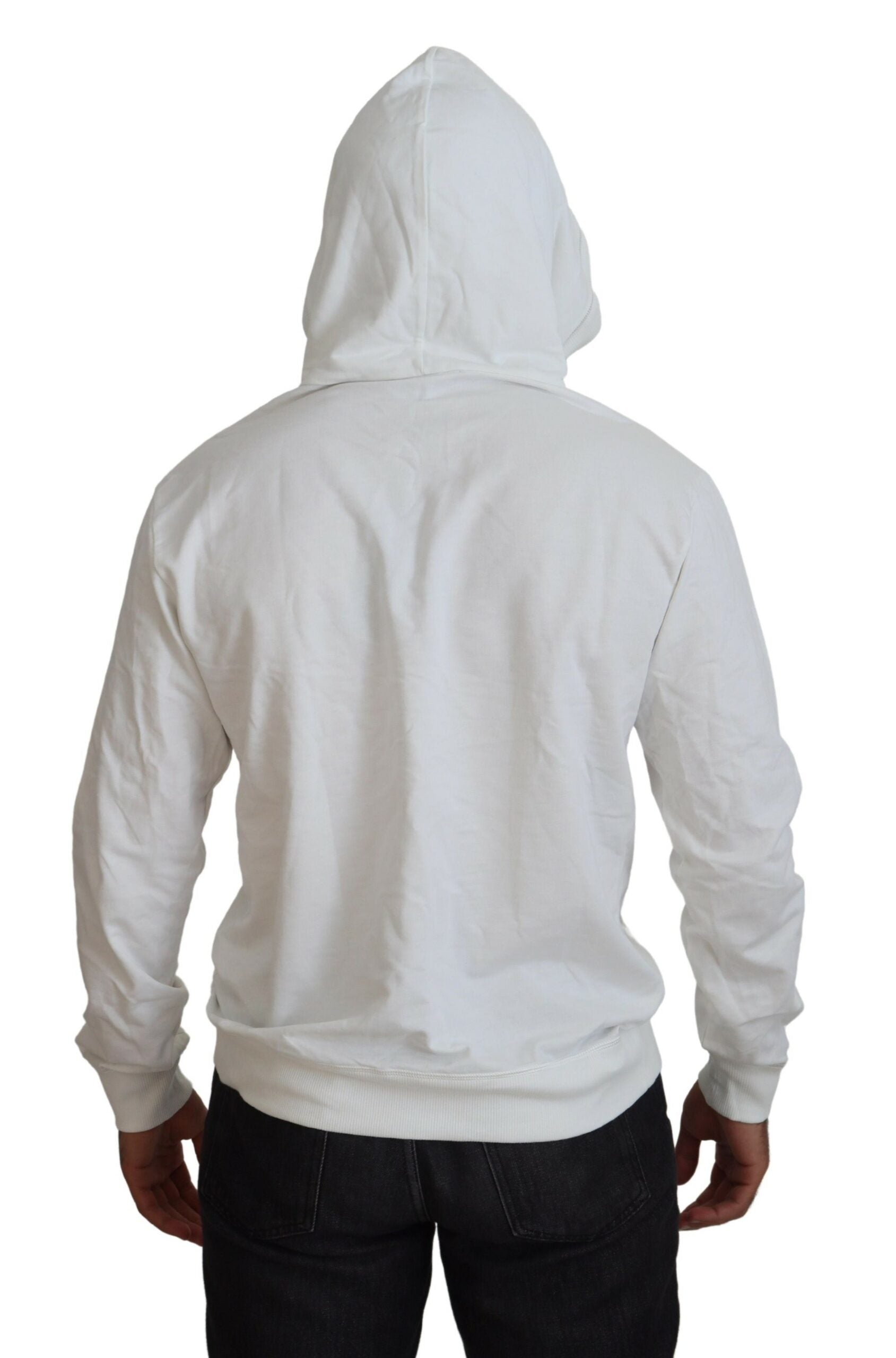 Witte katoenen hoodie met capuchon en logo