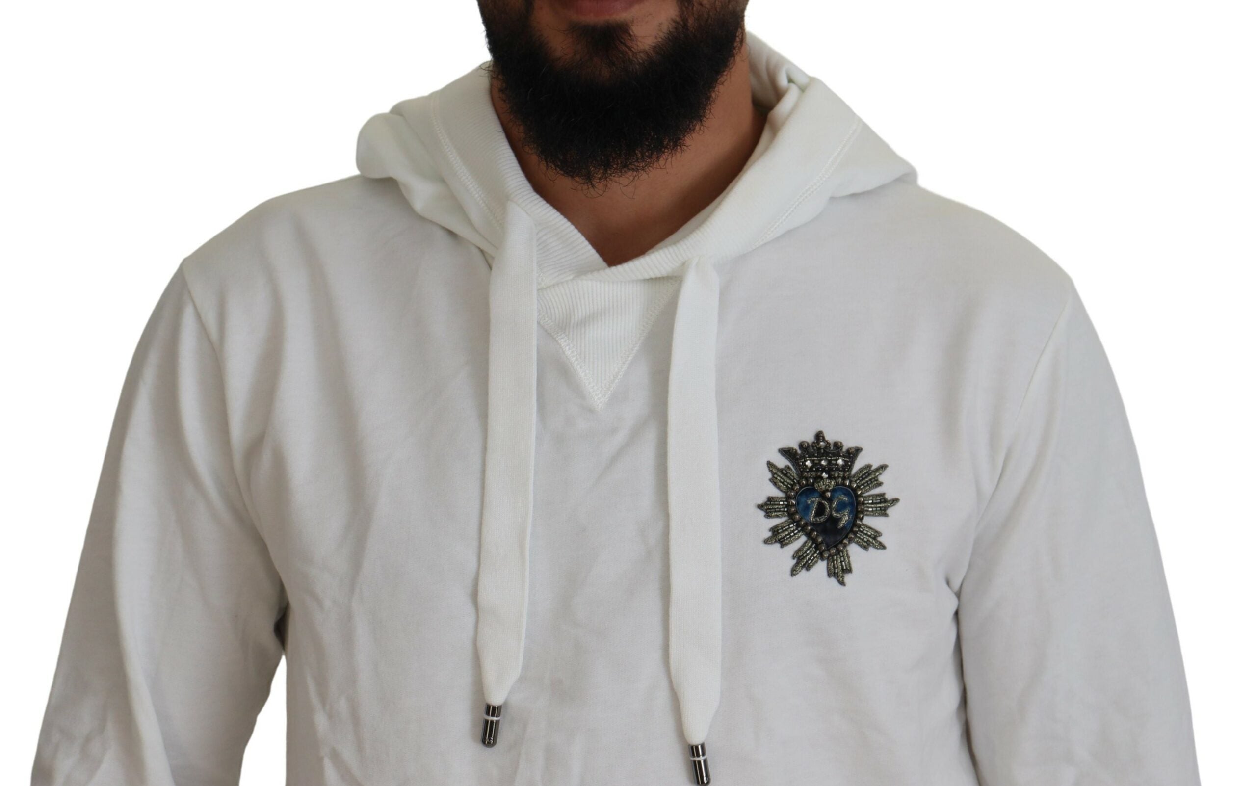 Witte katoenen hoodie met capuchon en logo