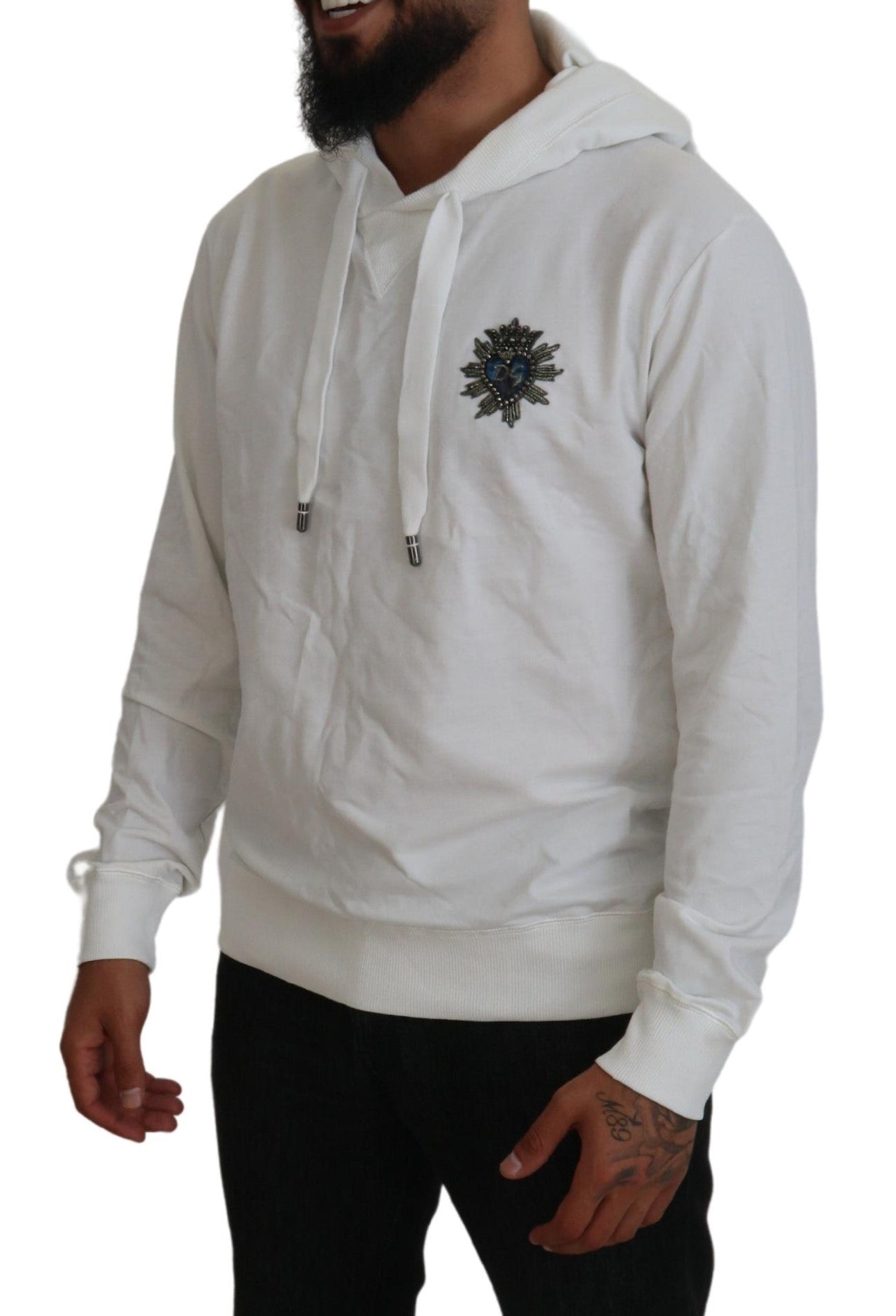 Witte katoenen hoodie met capuchon en logo