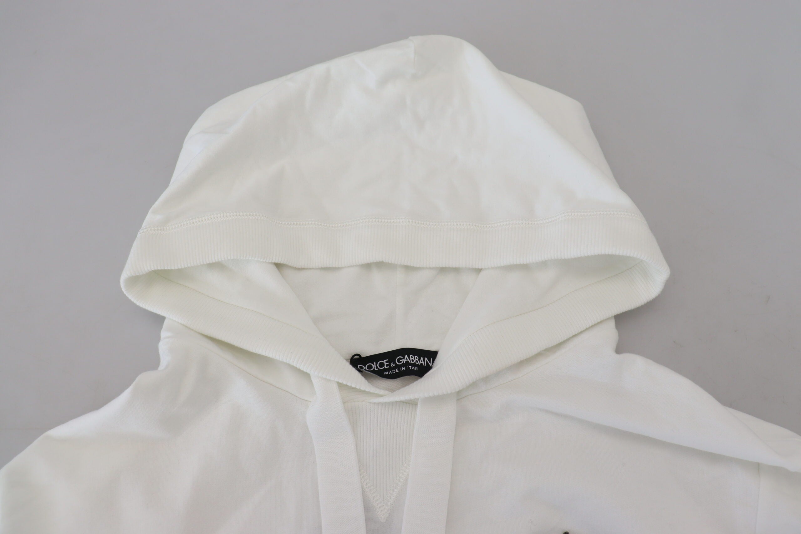 Witte katoenen hoodie met capuchon en logo