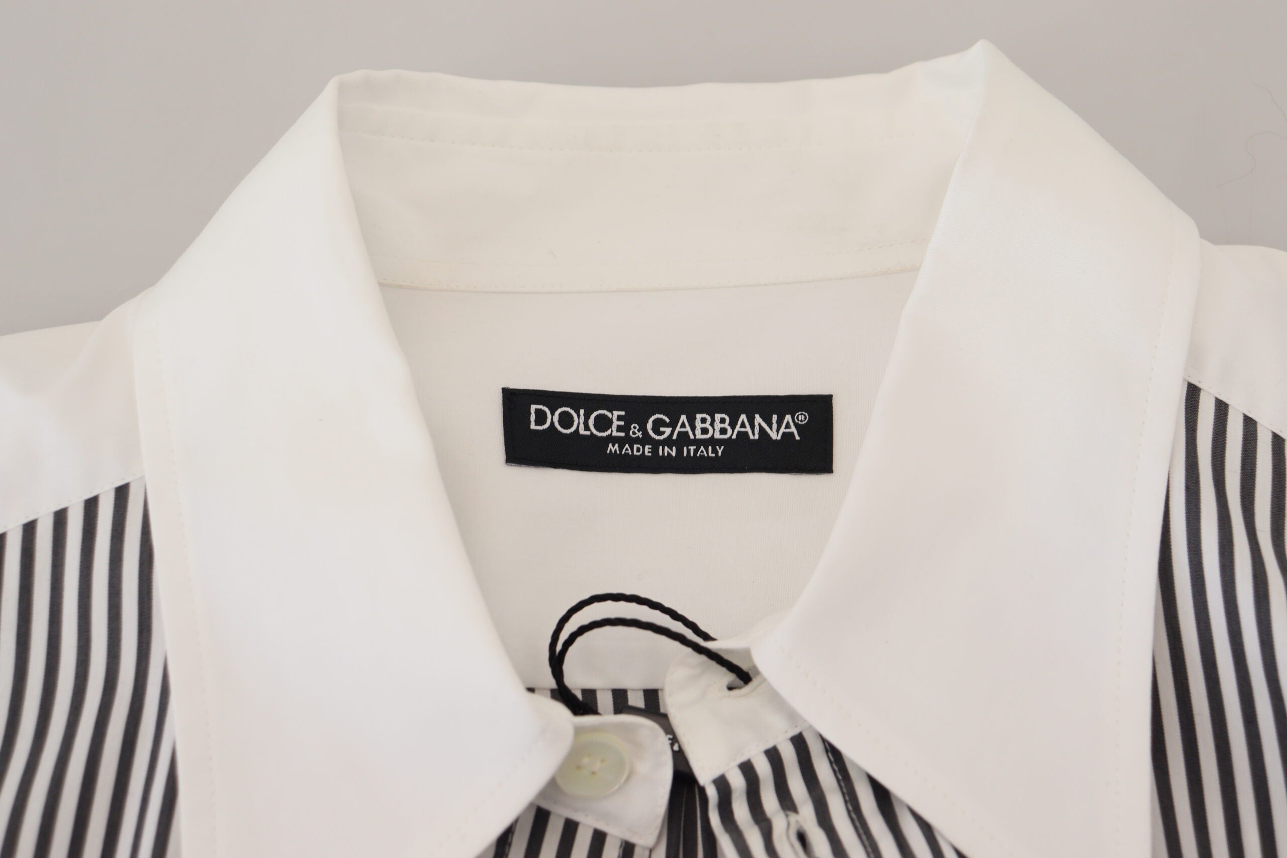 Zwart-wit gestreept casual katoenen overhemd met print