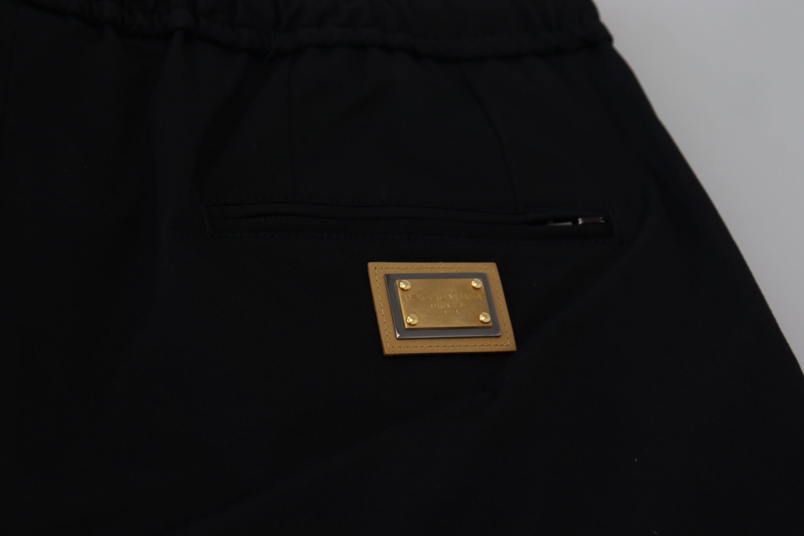 Zwarte katoenen DG-logo cropped broek met elastische taille