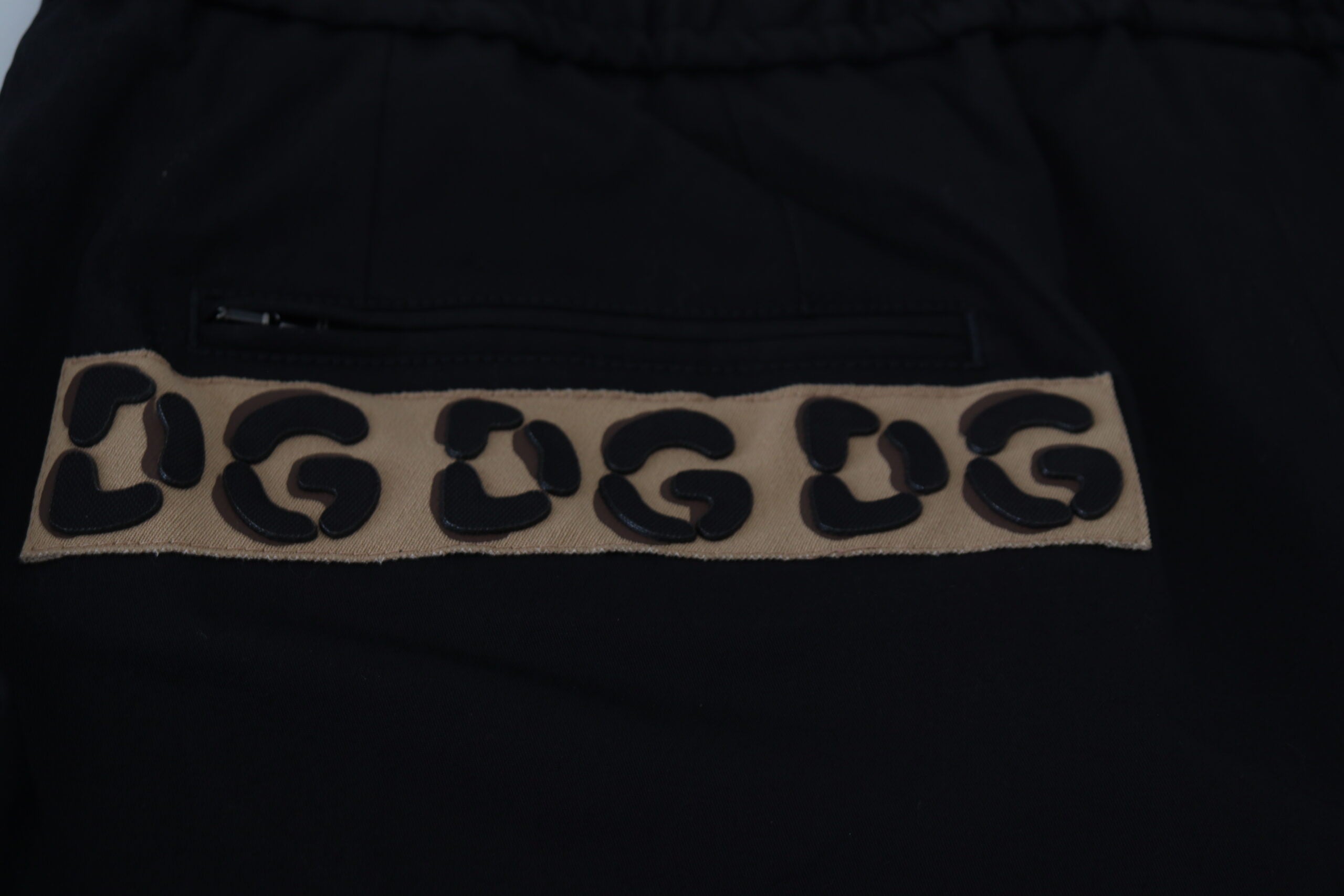 Zwarte katoenen DG-logo cropped broek met elastische taille