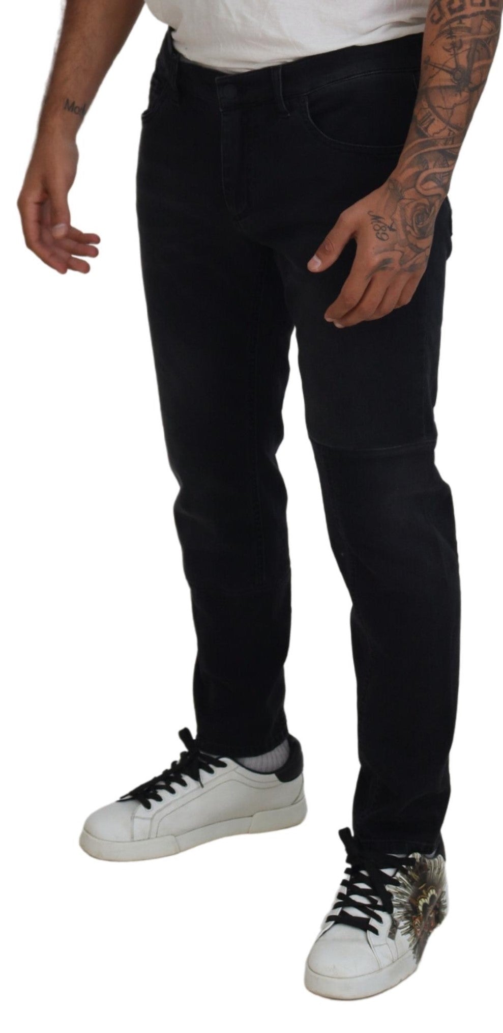 Zwarte Angel Borduurwerk Skinny Denim Jeans