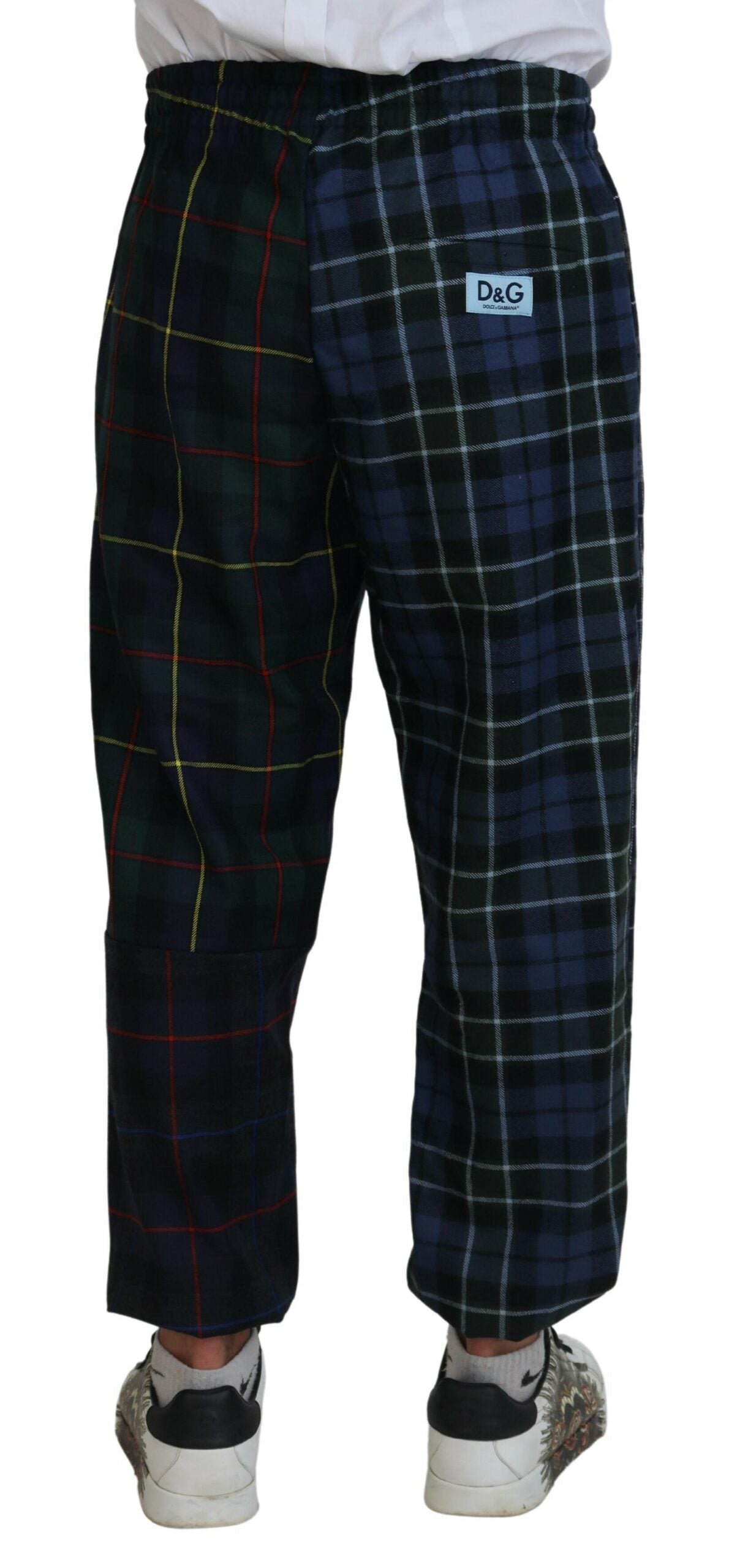 Multicolor geruite wollen joggingbroek voor heren