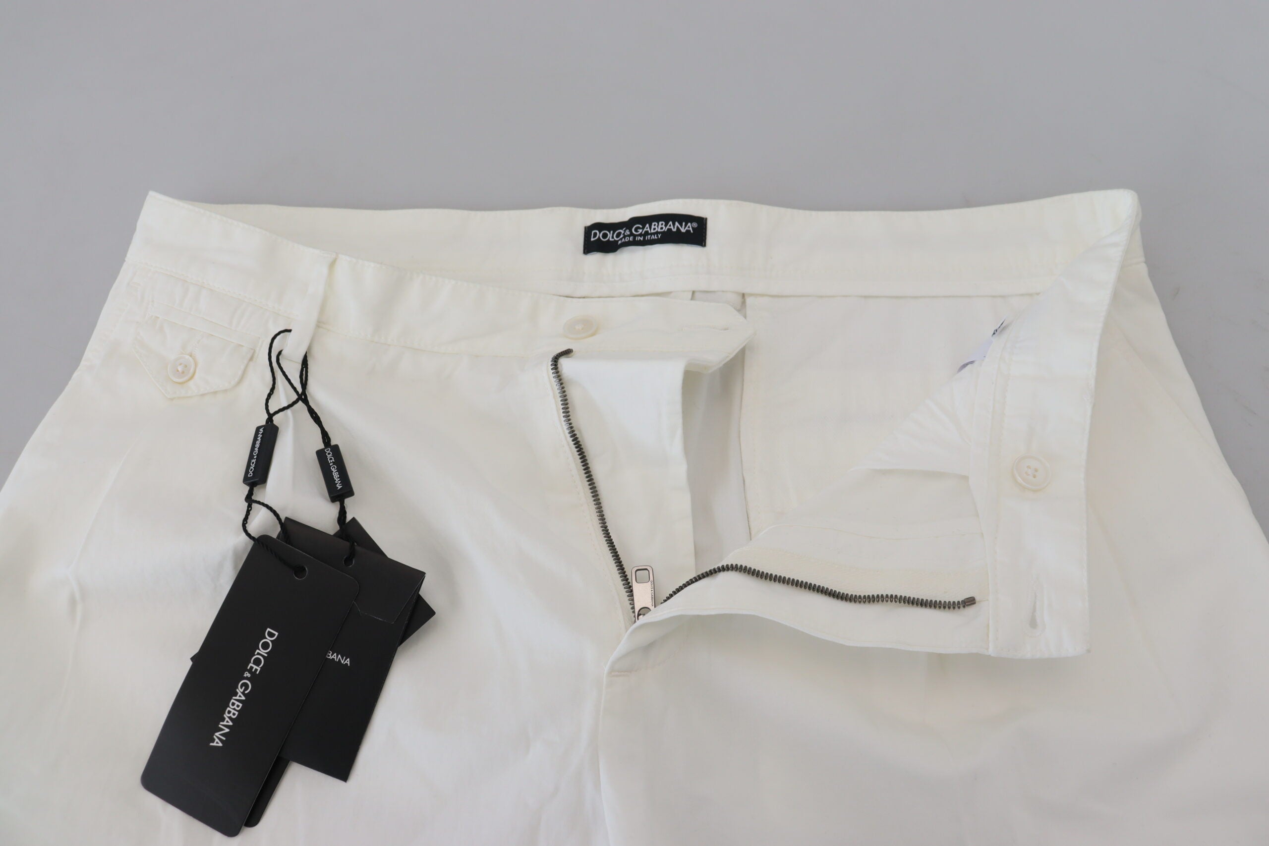 Witte katoenen skinny chinobroek