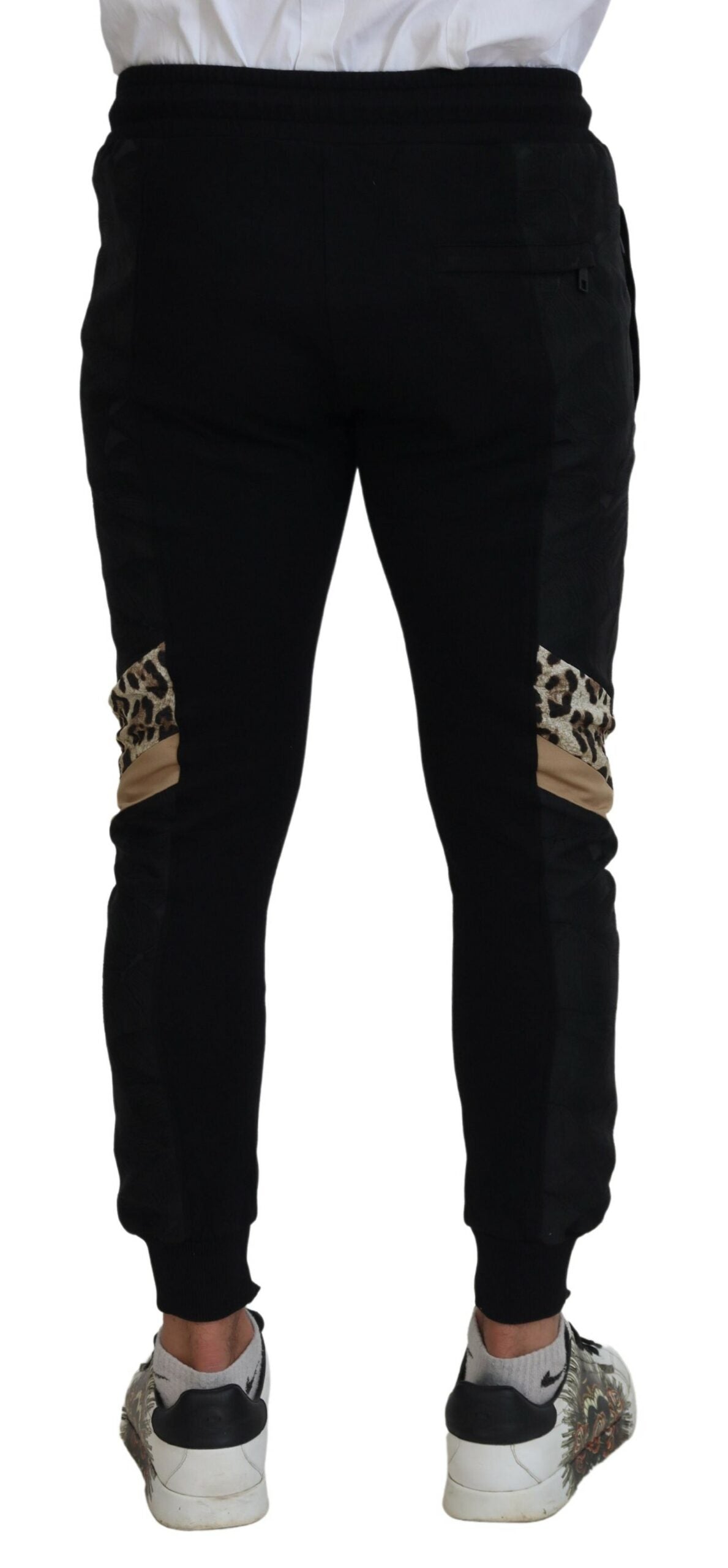 Zwarte polyester skinny joggingbroek voor heren