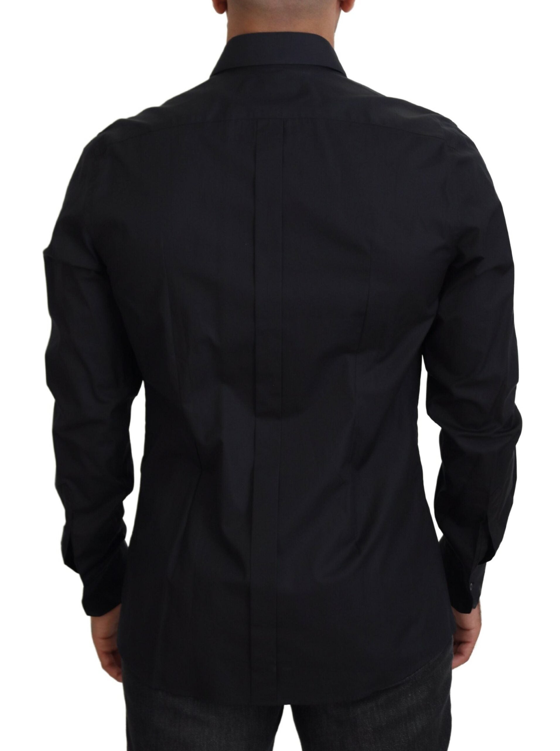 Zwarte rozen slim fit katoenen overhemd