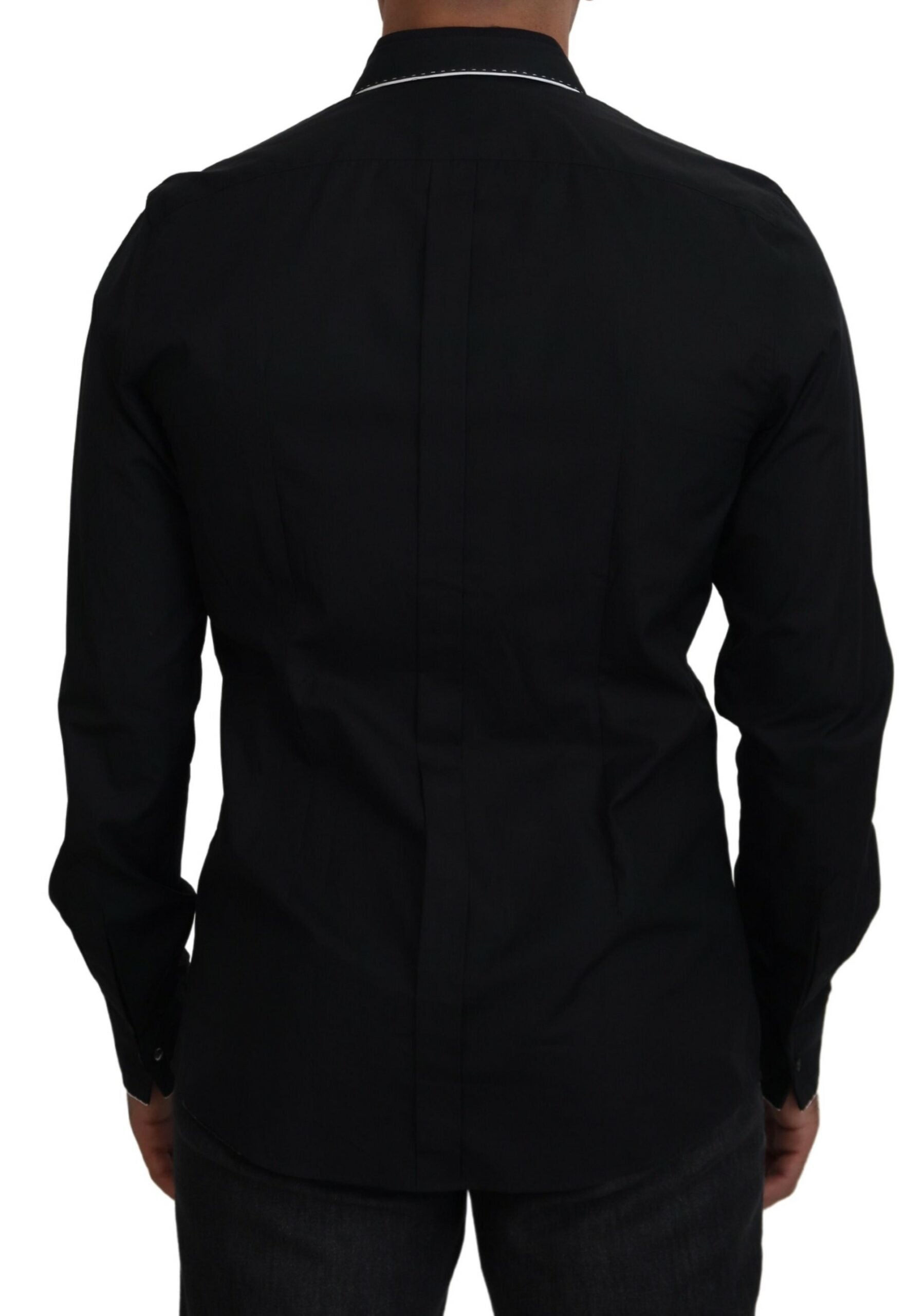 GOUD Zwart Smoking Slim Fit Katoenen Overhemd