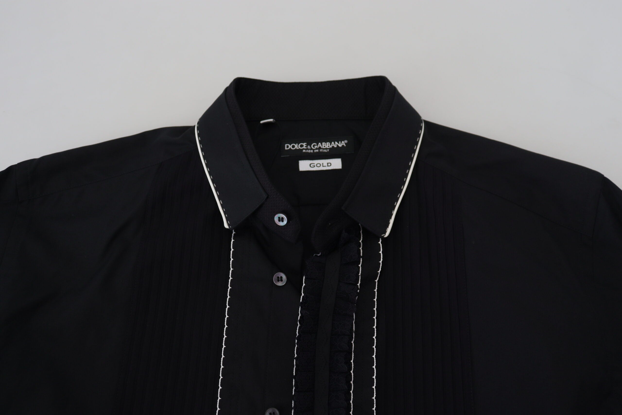 GOUD Zwart Smoking Slim Fit Katoenen Overhemd
