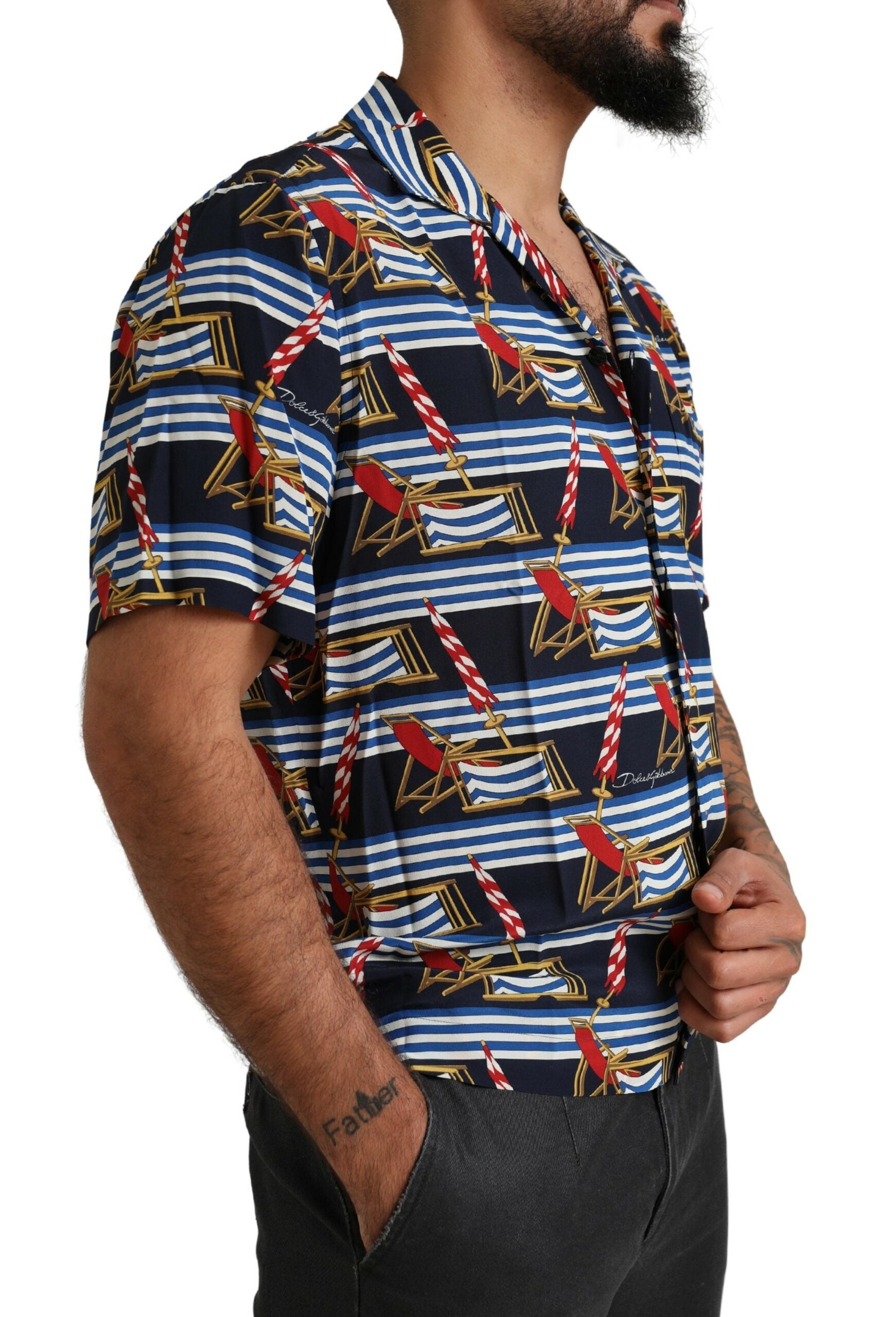 Multicolor strandstoel shirt met korte mouwen