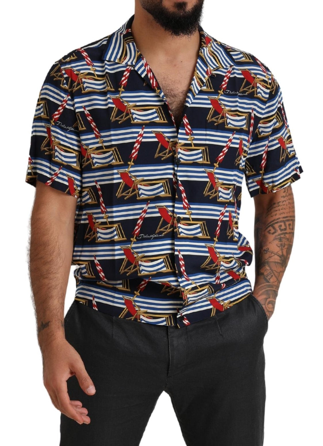 Multicolor strandstoel shirt met korte mouwen
