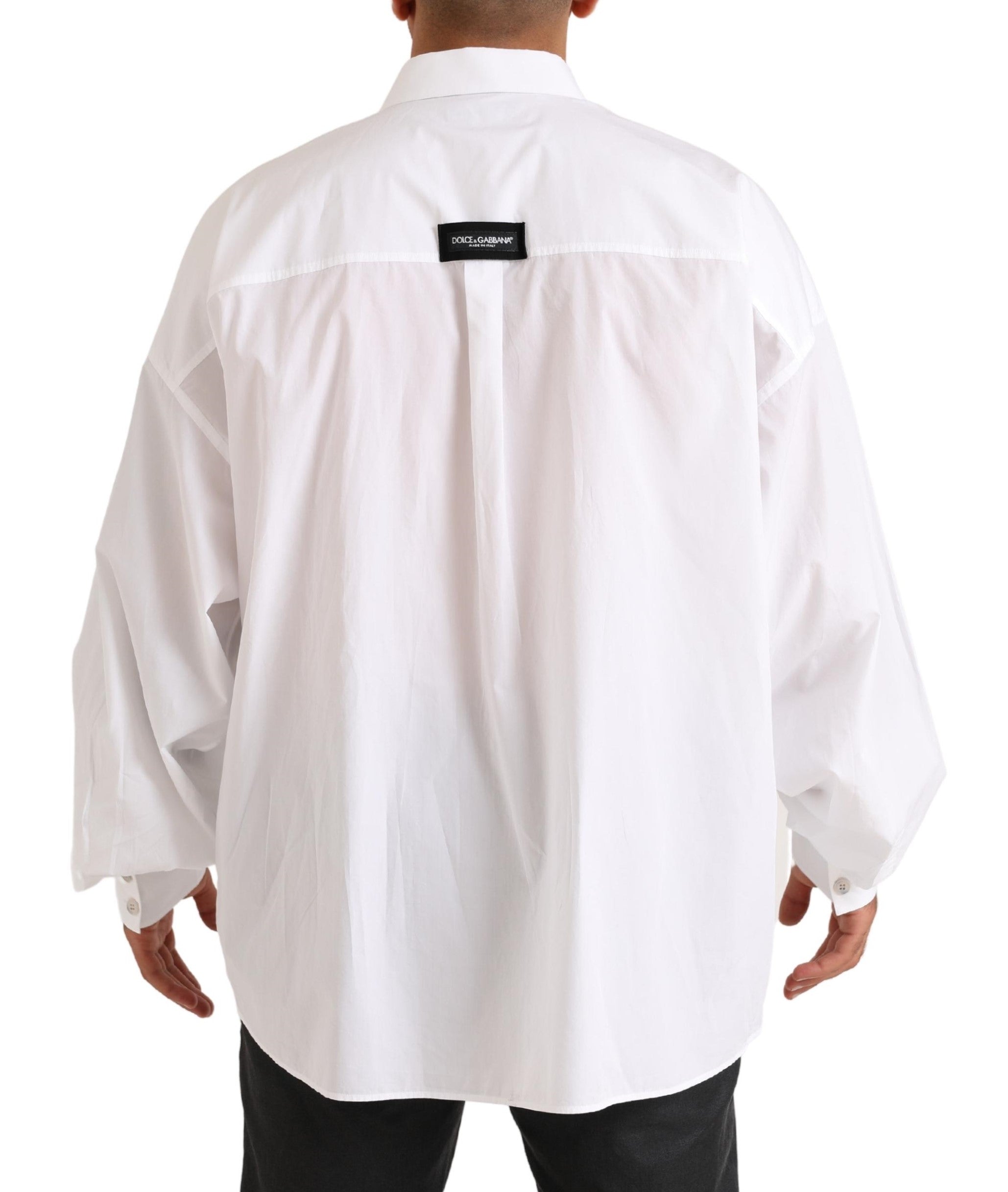 Wit logo katoenen casual overhemd met lange mouwen