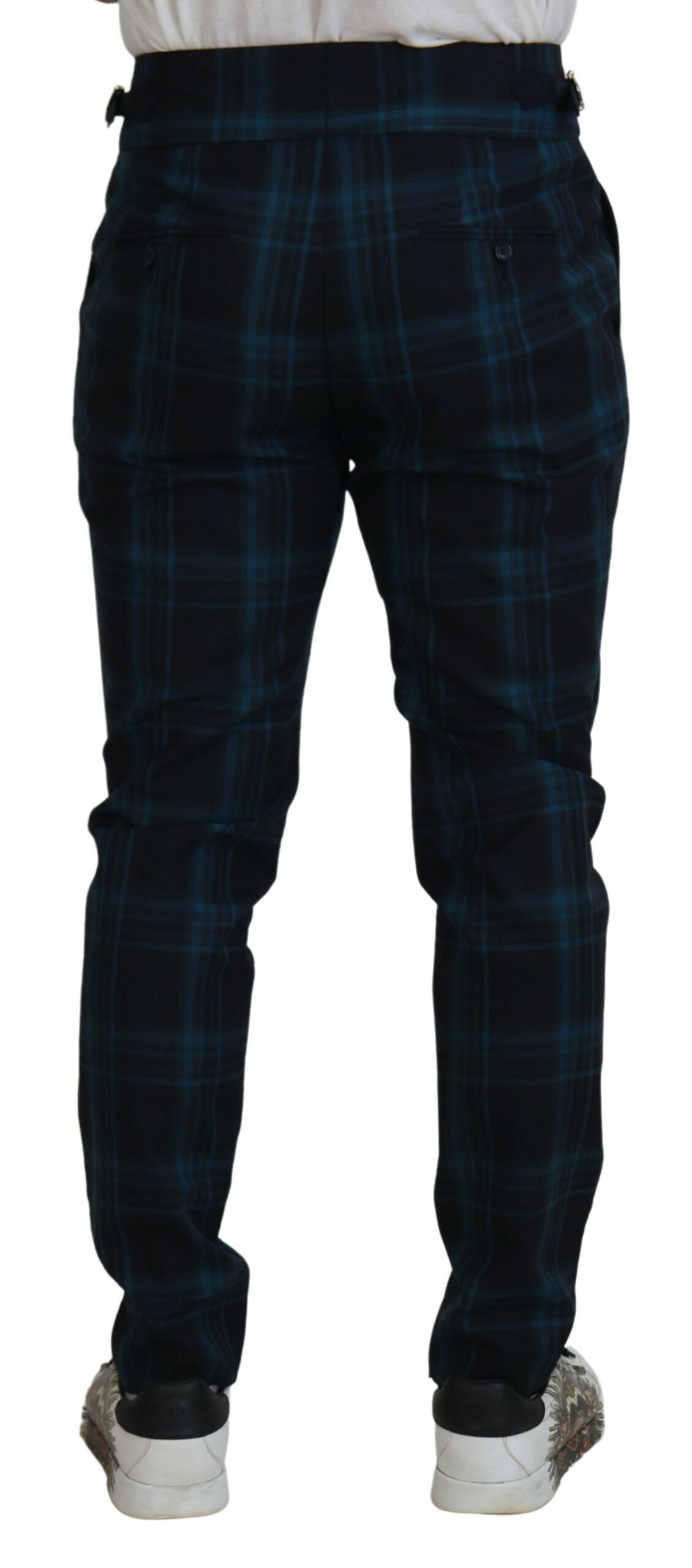 Blauwe Paarse Geruite Wollen Broek