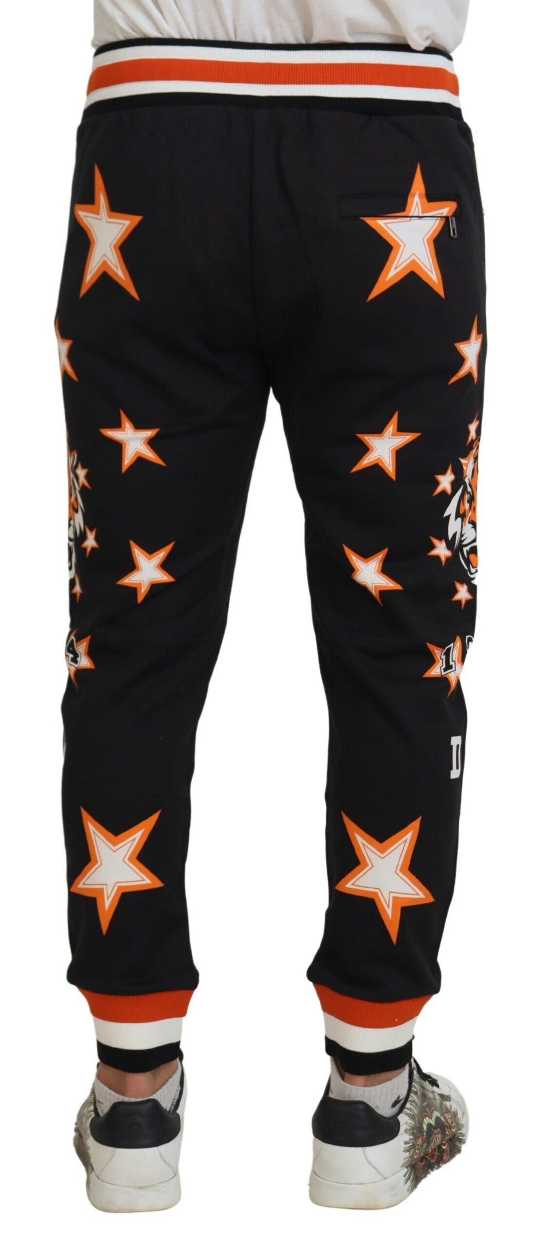 Zwarte oranje sterrenbroek sportbroek