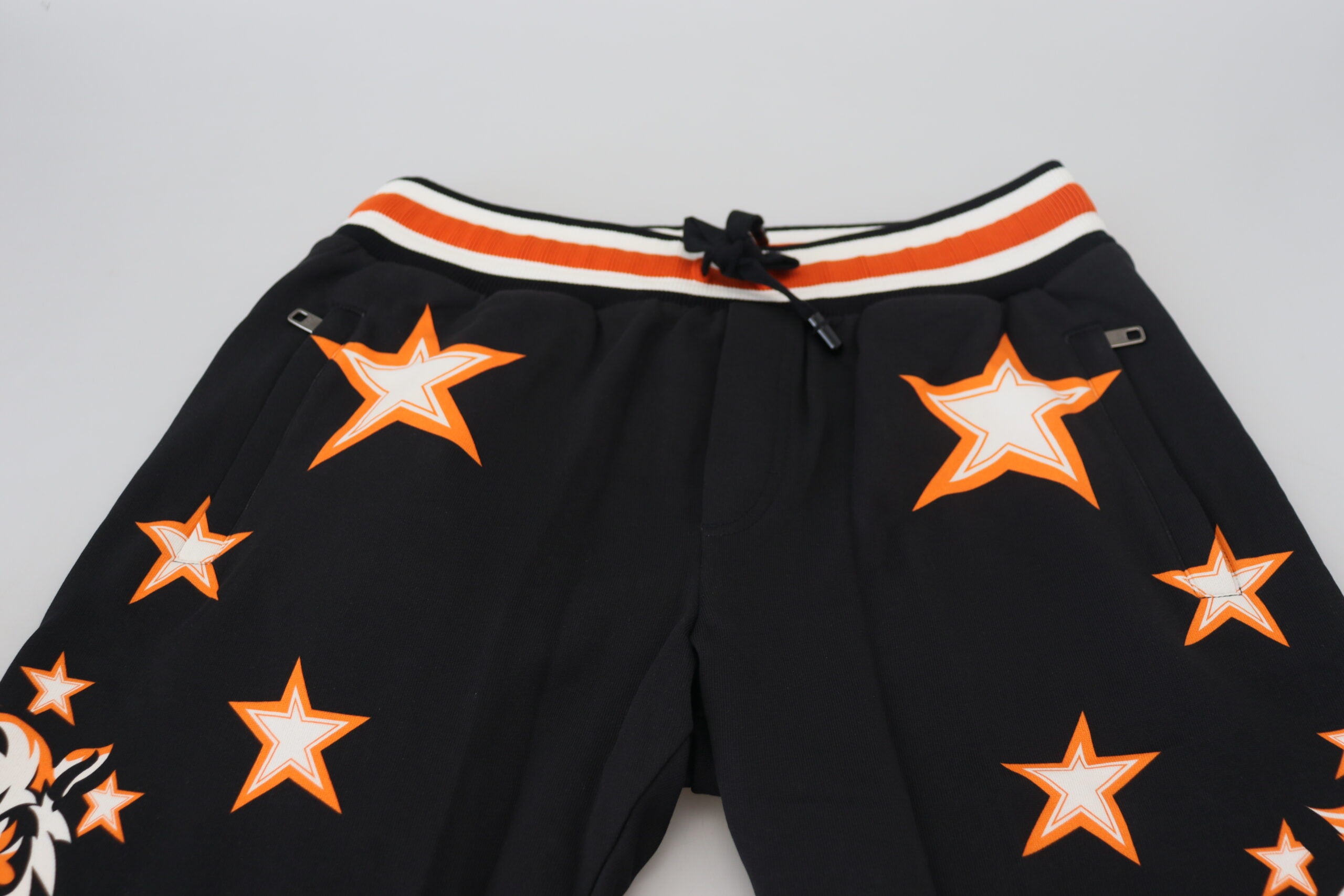 Zwarte oranje sterrenbroek sportbroek