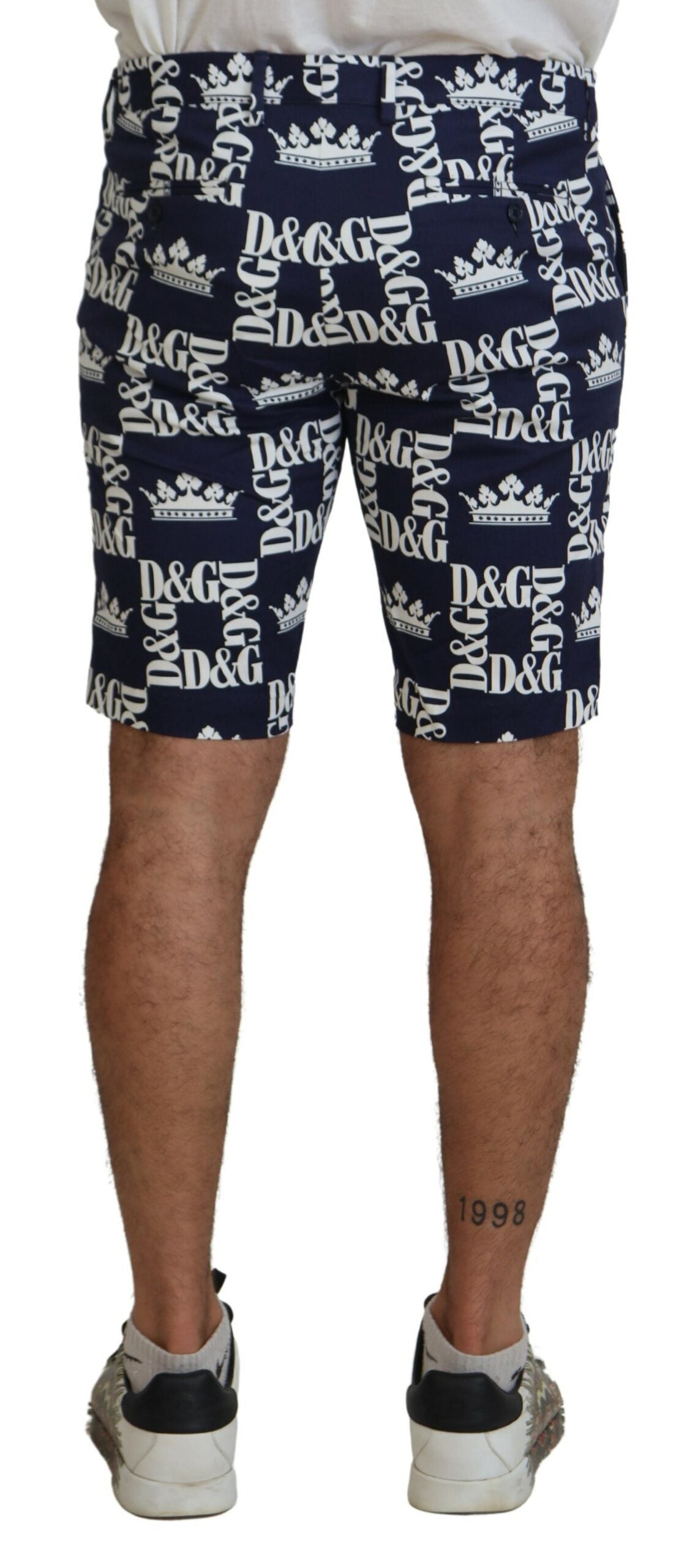 Blauwe katoenen chinoshorts met logoprint
