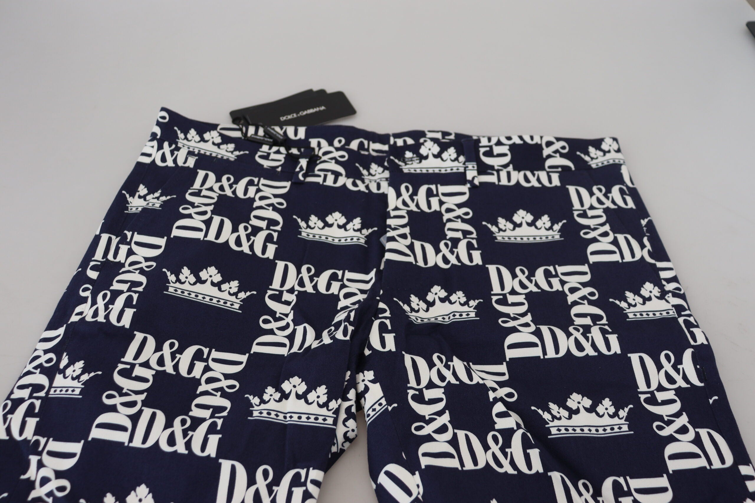 Blauwe katoenen chinoshorts met logoprint