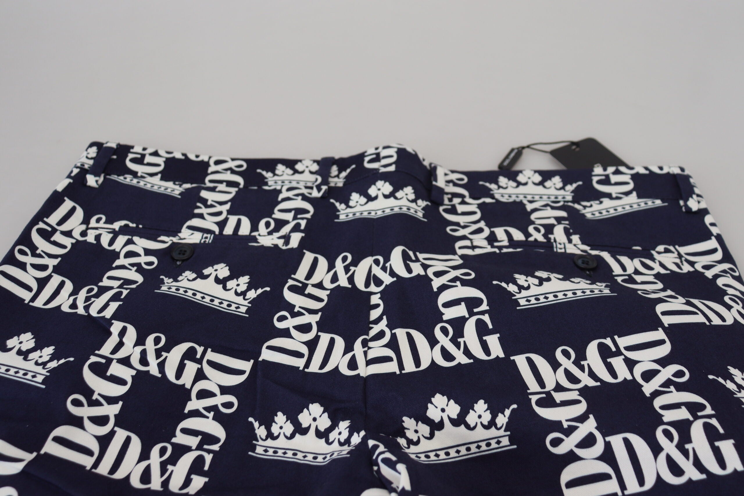 Blauwe katoenen chinoshorts met logoprint
