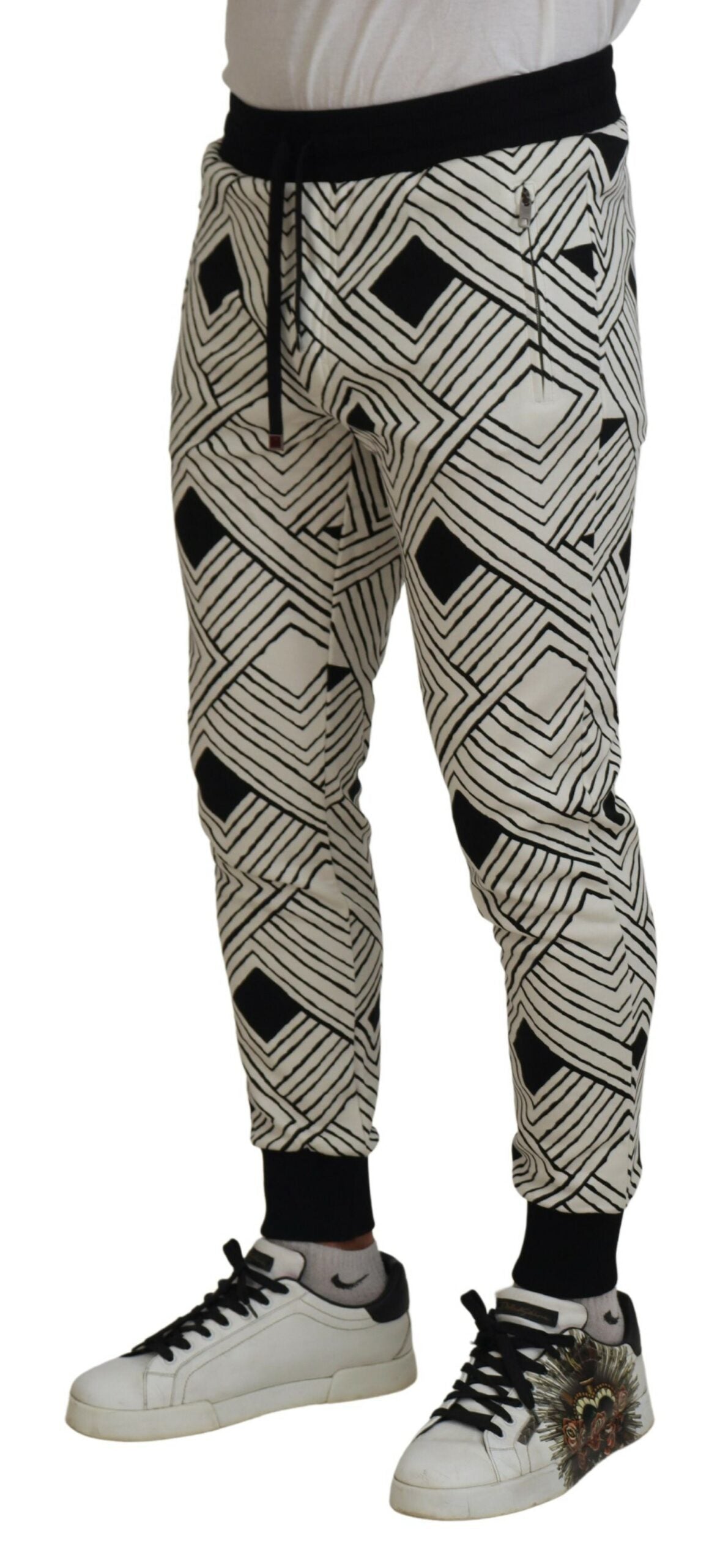 Zwarte witte katoenen broek sportbroek