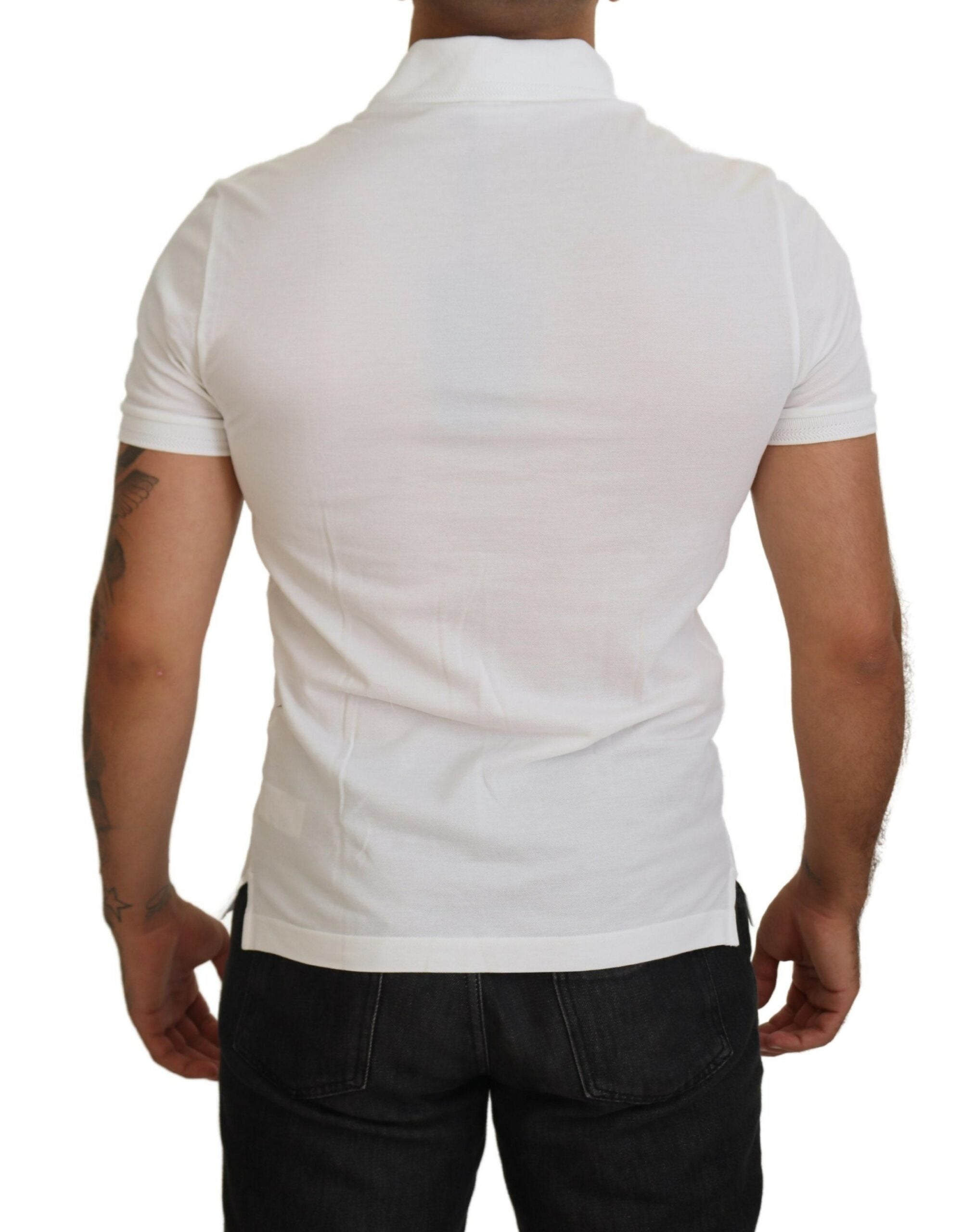 Wit katoenen poloshirt met korte mouwen en logo