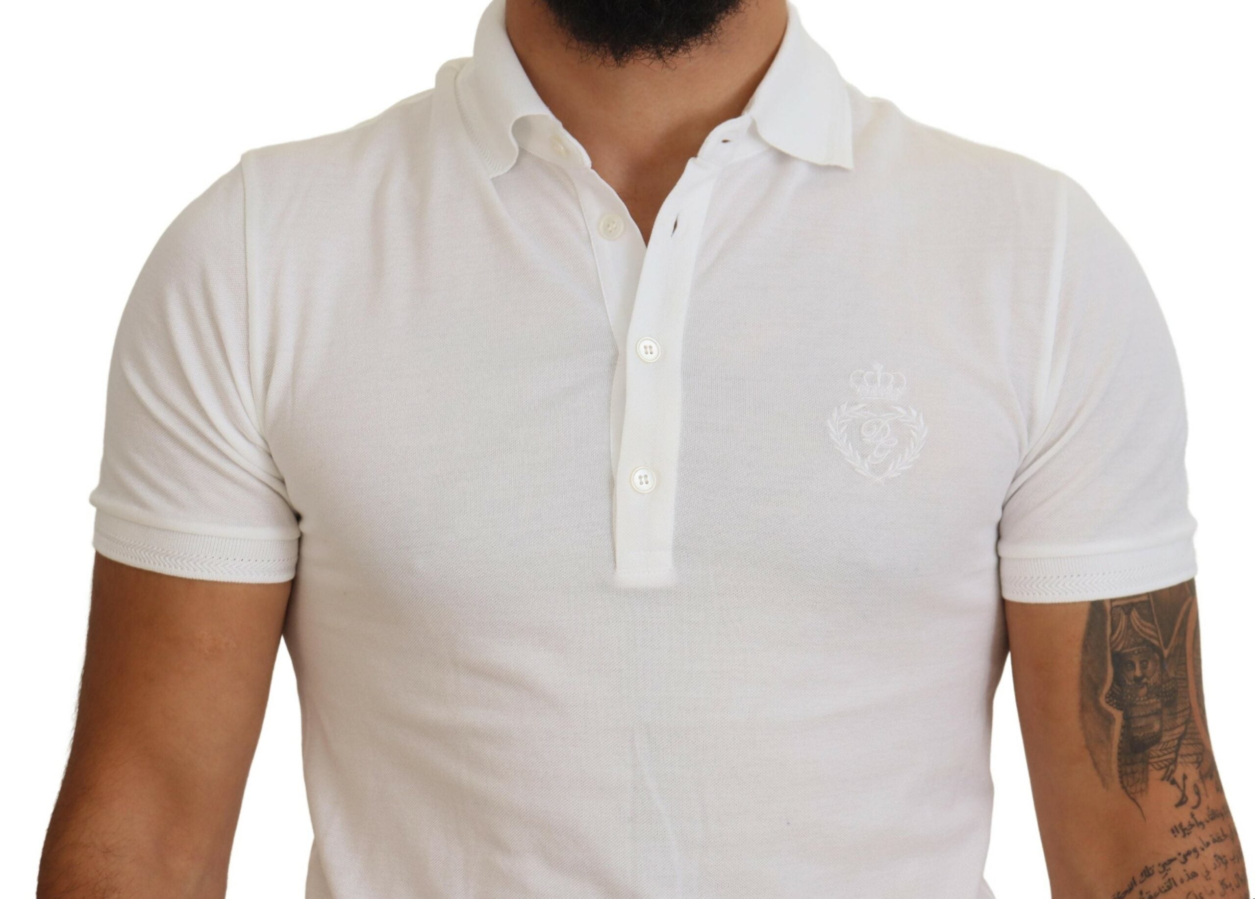 Wit katoenen poloshirt met korte mouwen en logo