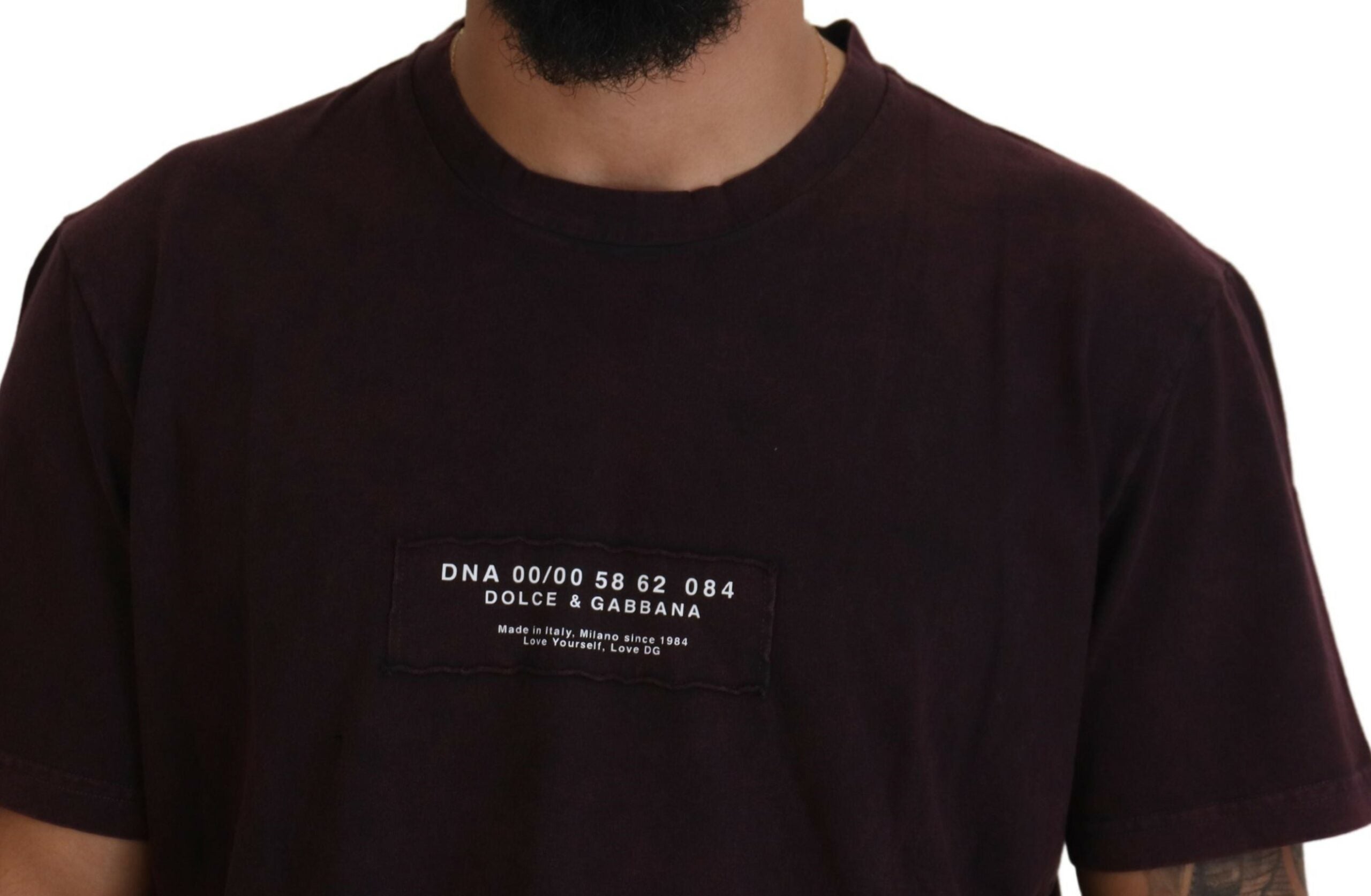 Bordeaux ronde hals T-shirt met korte mouwen