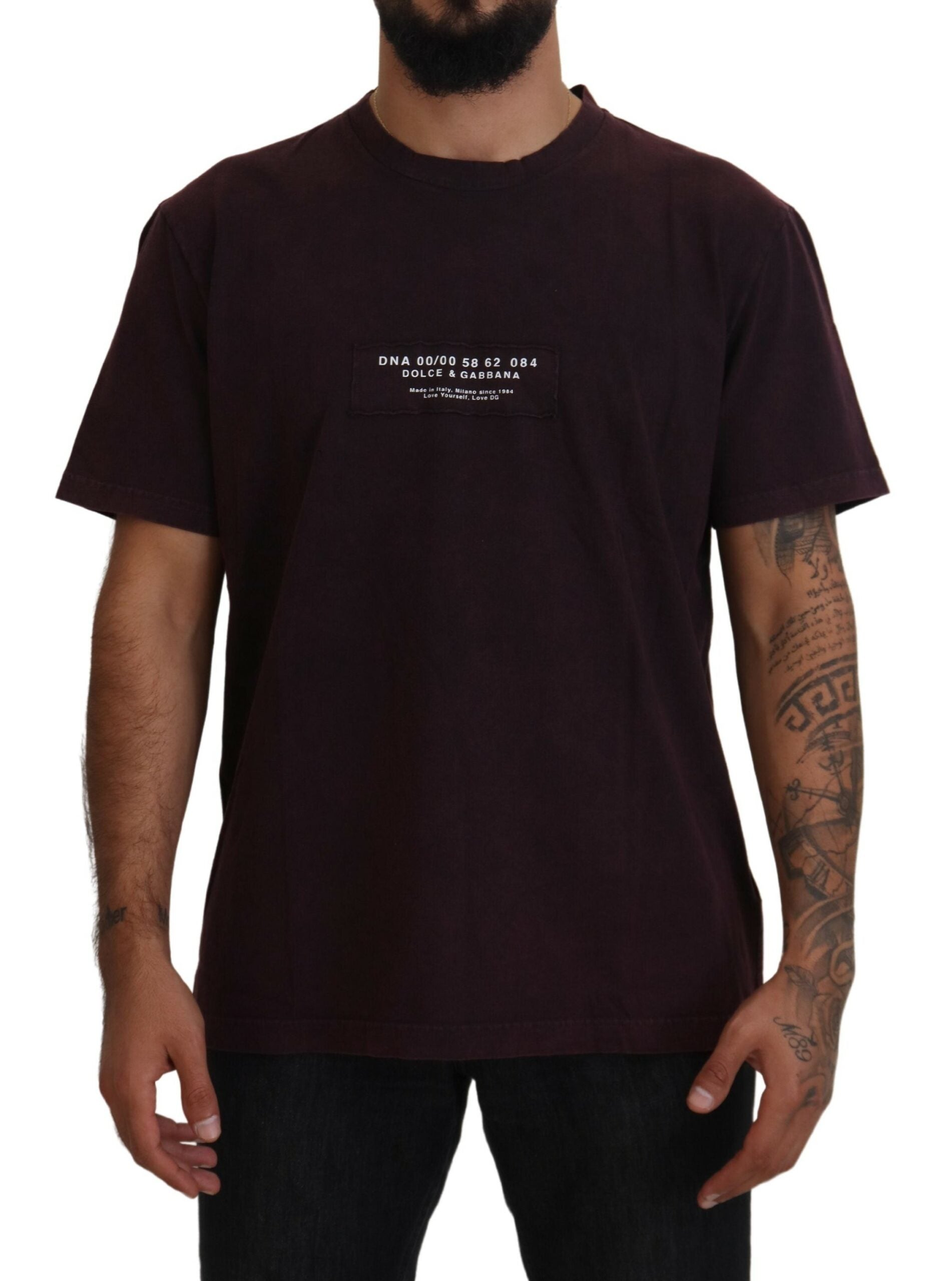 Bordeaux ronde hals T-shirt met korte mouwen