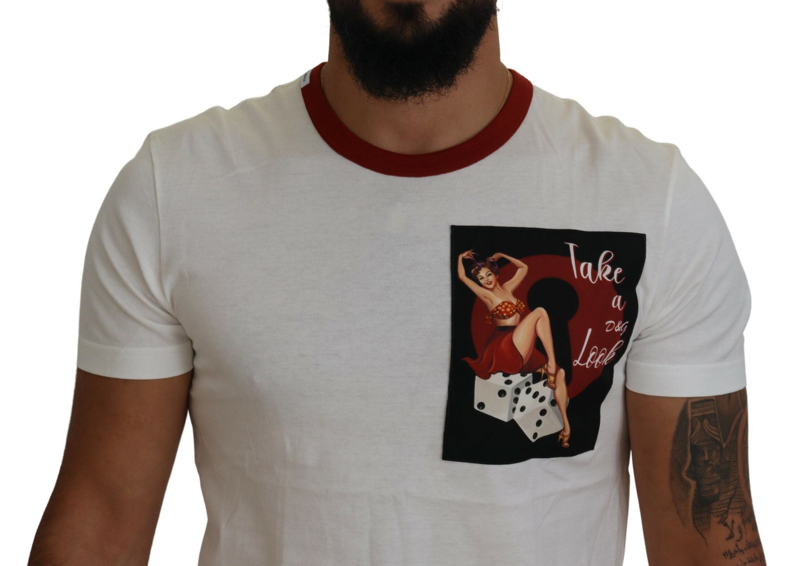 Katoenen wit T-shirt met ronde hals en logoprint