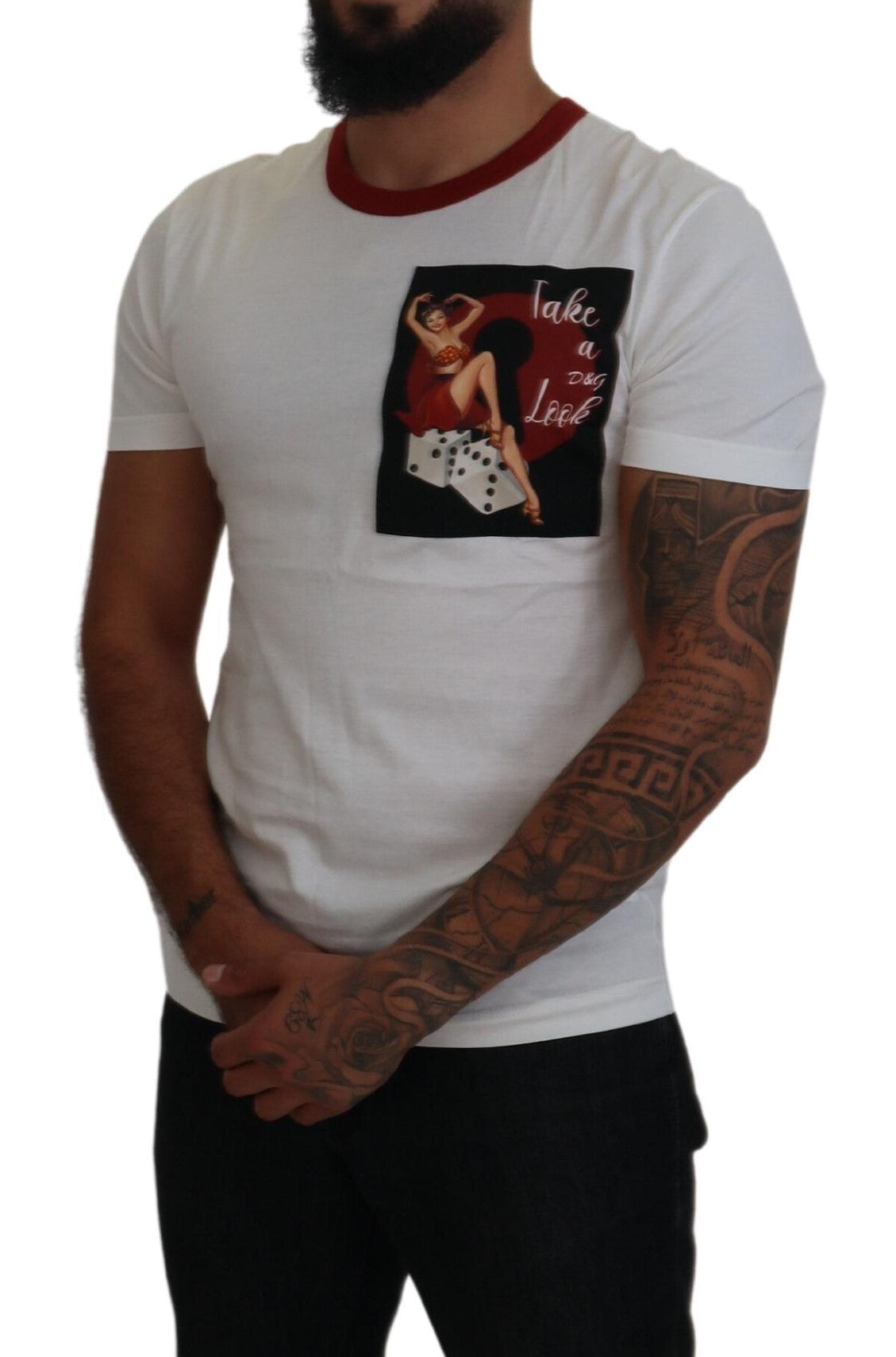 Katoenen wit T-shirt met ronde hals en logoprint