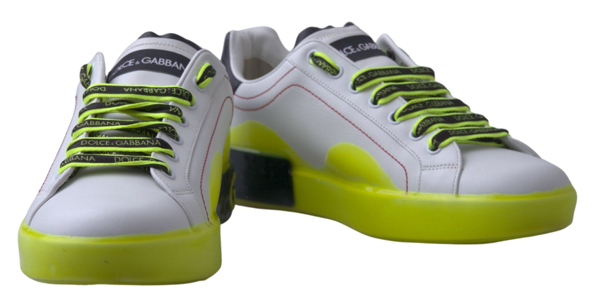 Witte gele Portofino leren sneakers