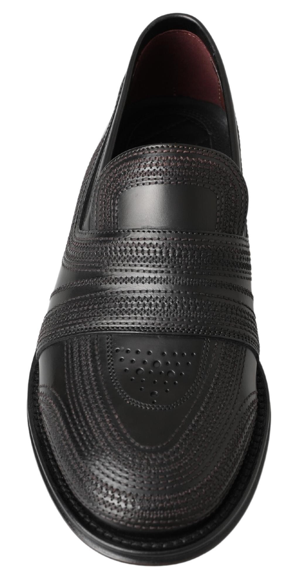 Zwarte leren pantoffels met stiksels